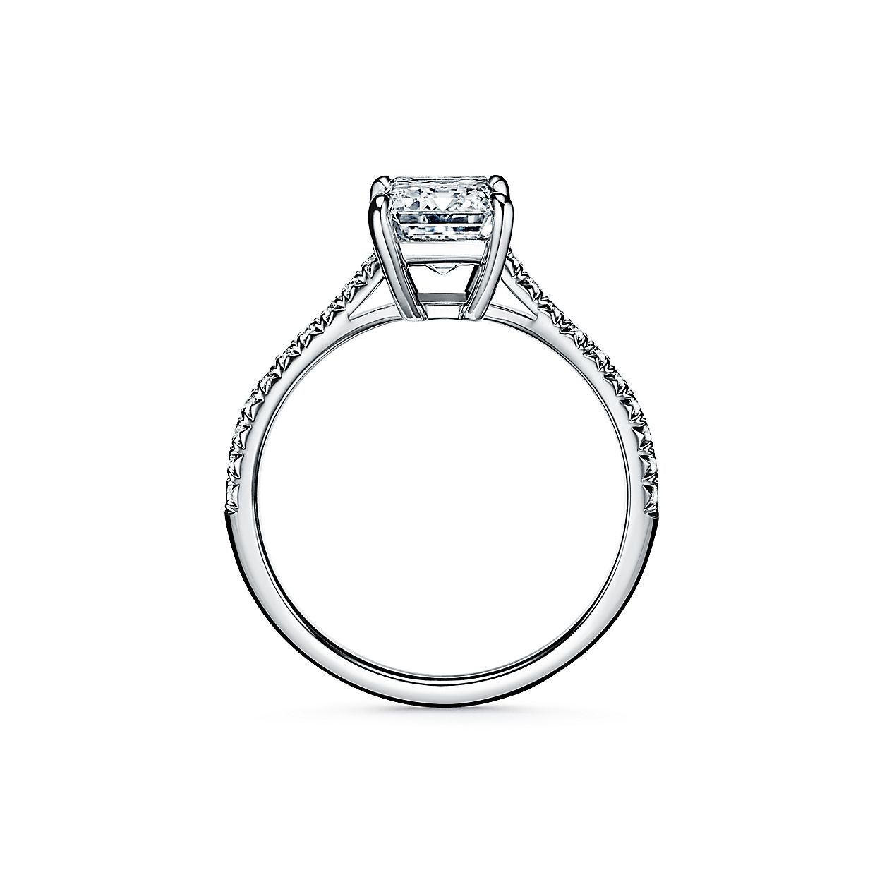 ティファニー ノヴォ エメラルド カット エンゲージメント リング パヴェ ダイヤモンド プラチナ バンド