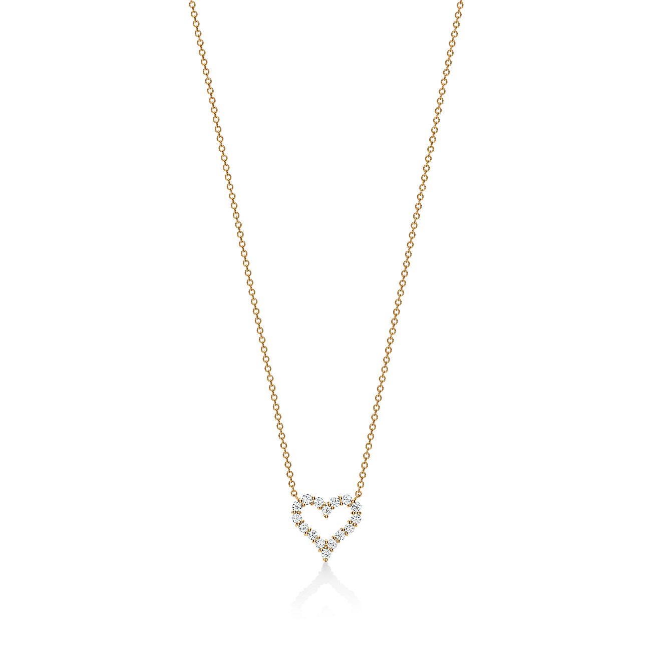Heart pendant in 18k gold with diamonds, mini.