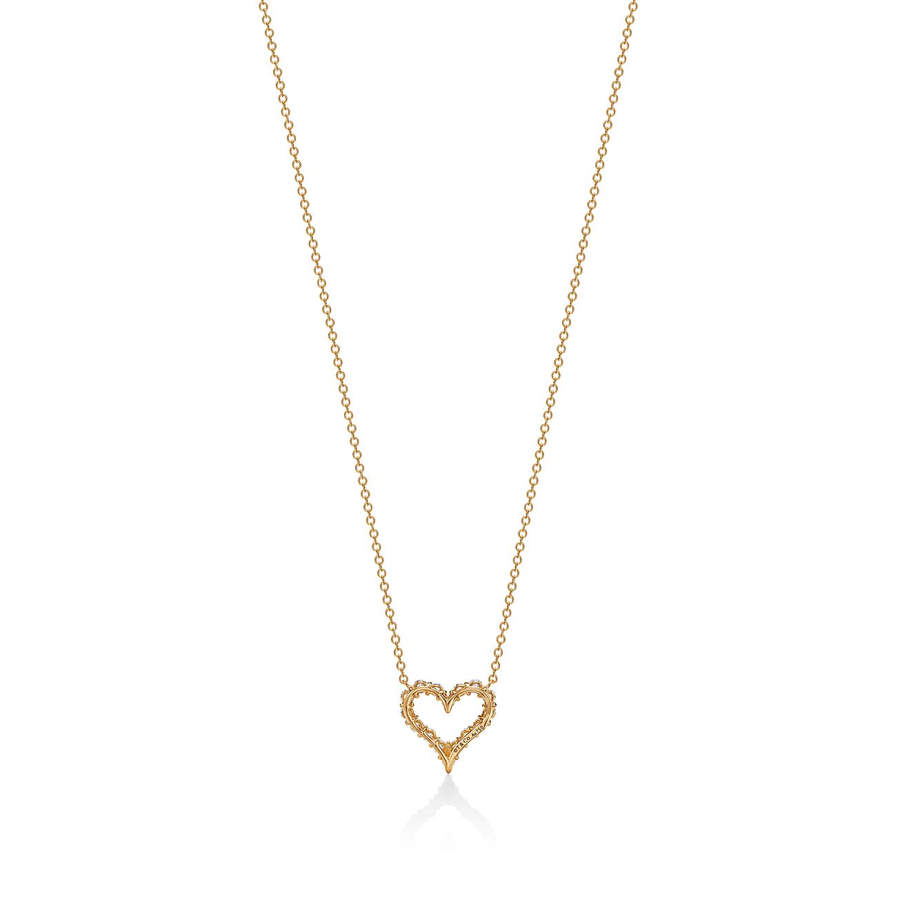 Heart pendant in 18k gold with diamonds, mini. - Alternate shot 1