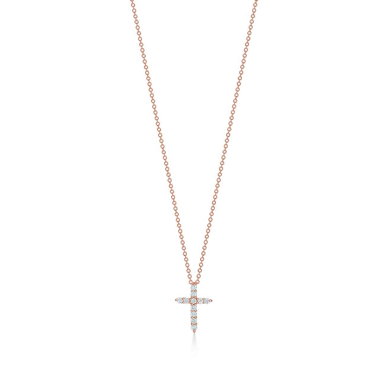 クロス ペンダント（ミニ）ダイヤモンド 18K ローズゴールド | Tiffany ...