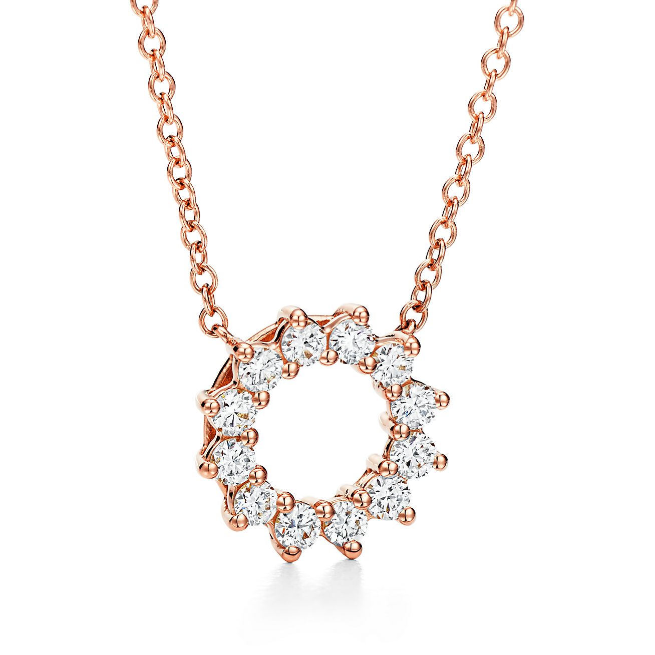 オープン サークル ペンダント（ミニ）ダイヤモンド 18K ローズ  