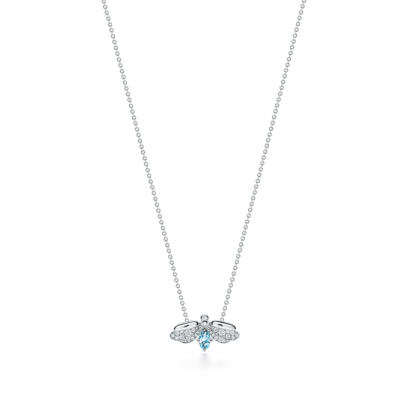 ティファニー ペーパーフラワー アクアマリン ファイヤーフライ ペンダント ダイヤモンド プラチナ Tiffany Co