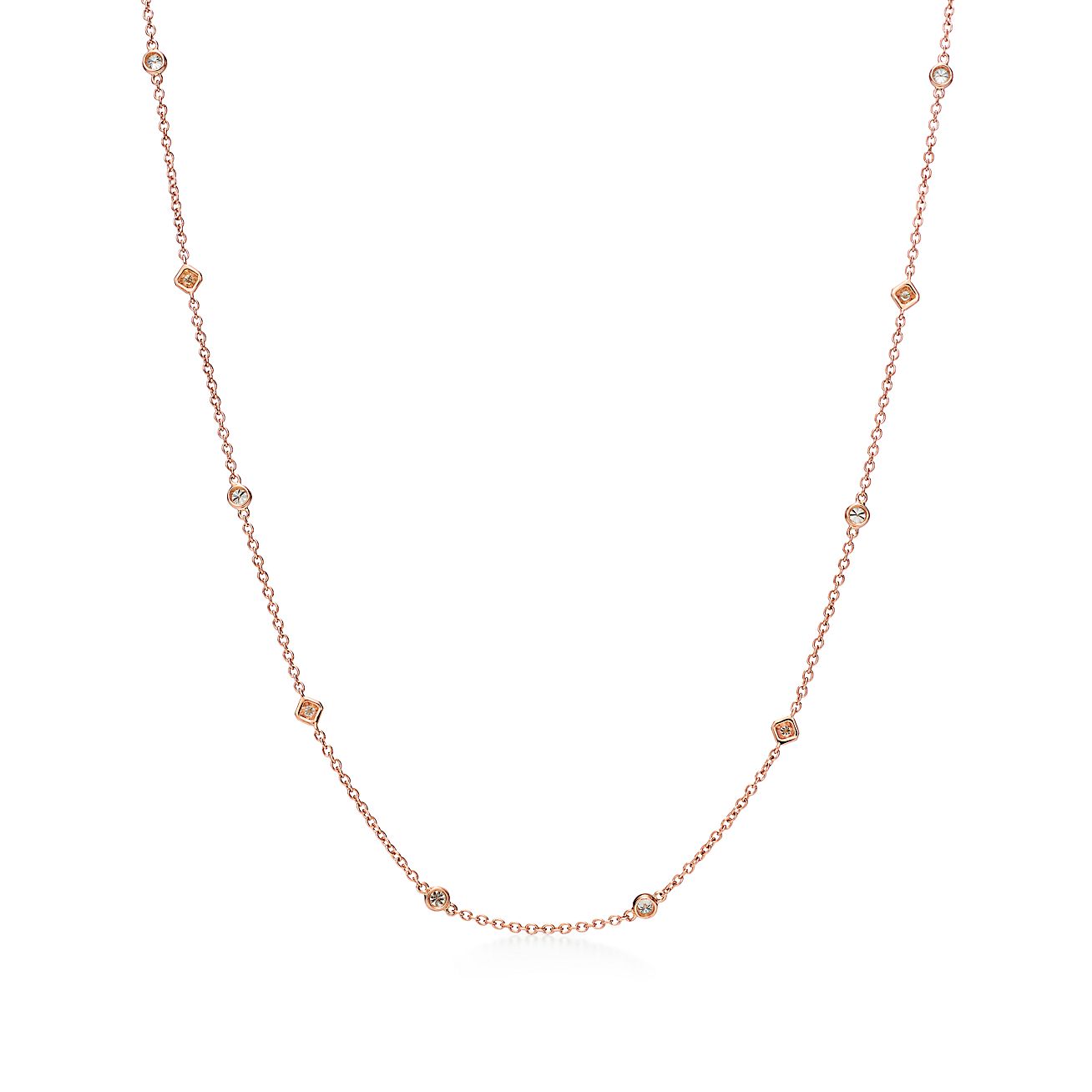 スクエア チェーン ネックレス ダイヤモンド ローズゴールド | Tiffany 