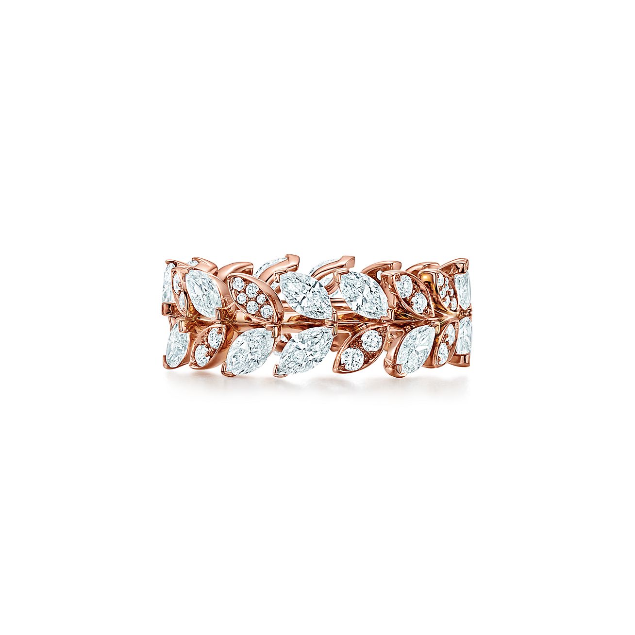 ティファニー ビクトリア™ ダイヤモンド ヴァイン バンドリング 18K ローズゴールド | Tiffany & Co.