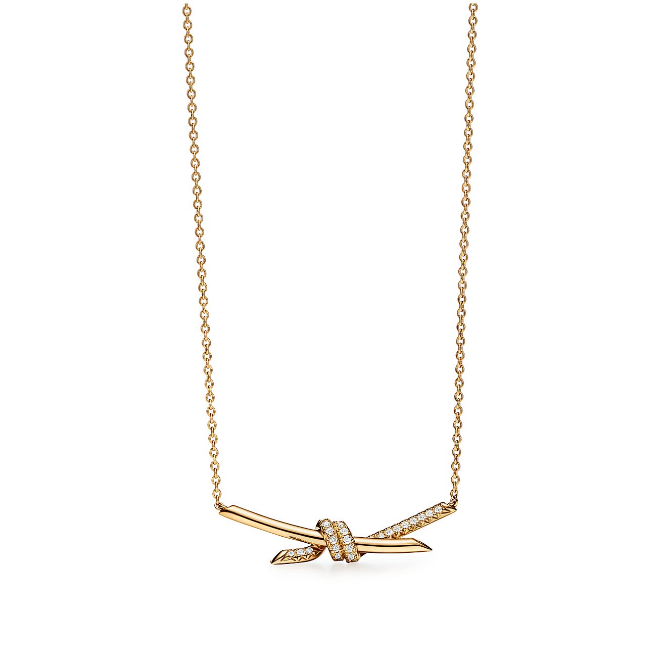 Tiffany Knot Pendant in Yellow Gold with Diamonds