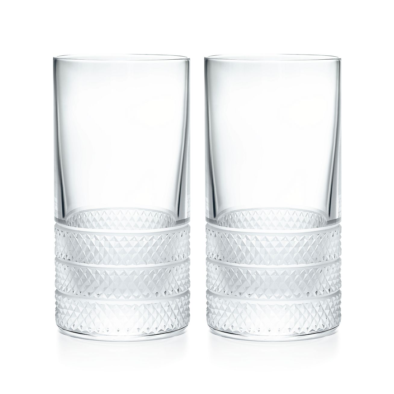 ダイヤモンドポイント ハイボール グラス クリア リードクリスタル 2個セット Tiffany Co