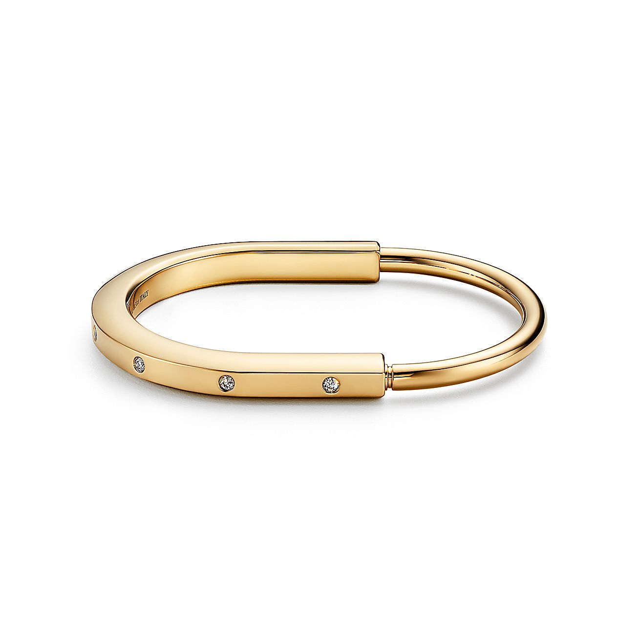 Tiffany Lock Bangle in Yellow Gold with Diamond Accents