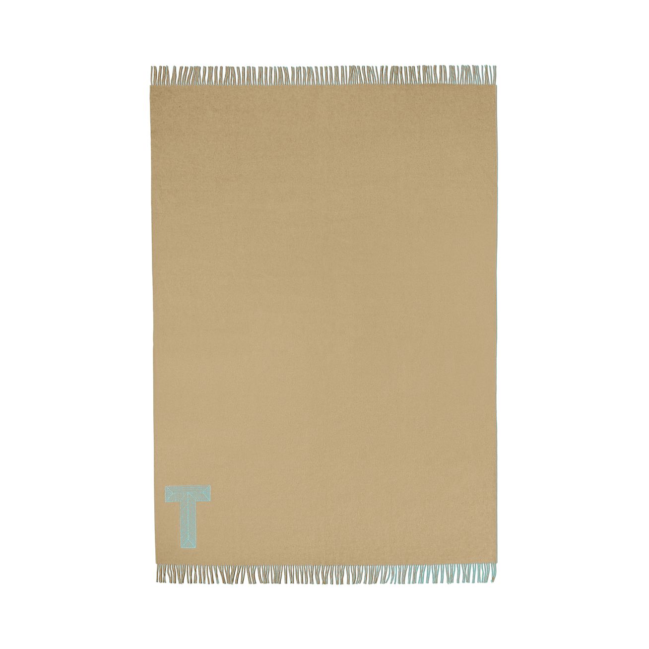 カラー ブロック ブランケット ティファニー ブルー ＆ キャメル  