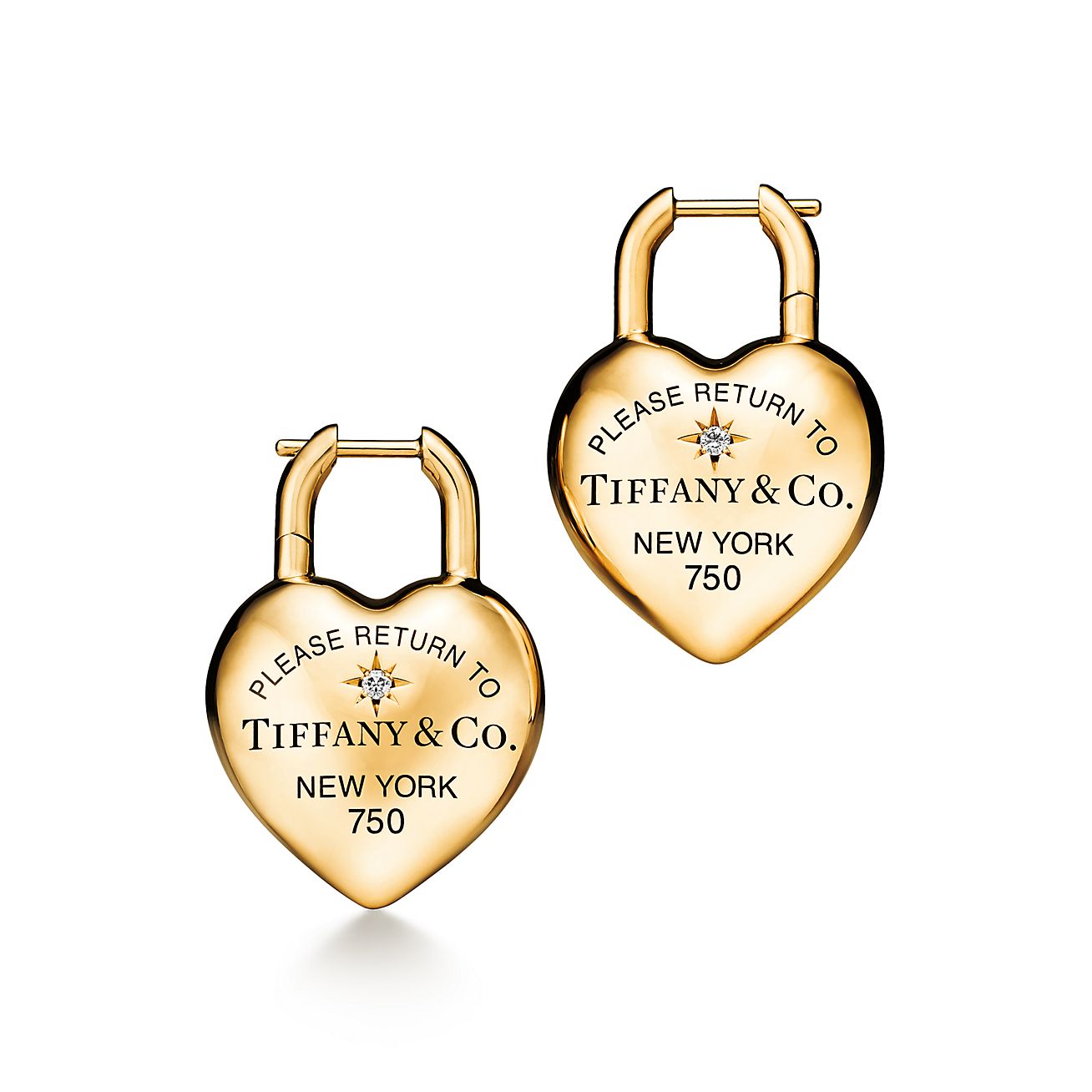 リターン トゥ ティファニー™ フル ハート ピアス ダイヤモンド イエローゴールド | Tiffany & Co.