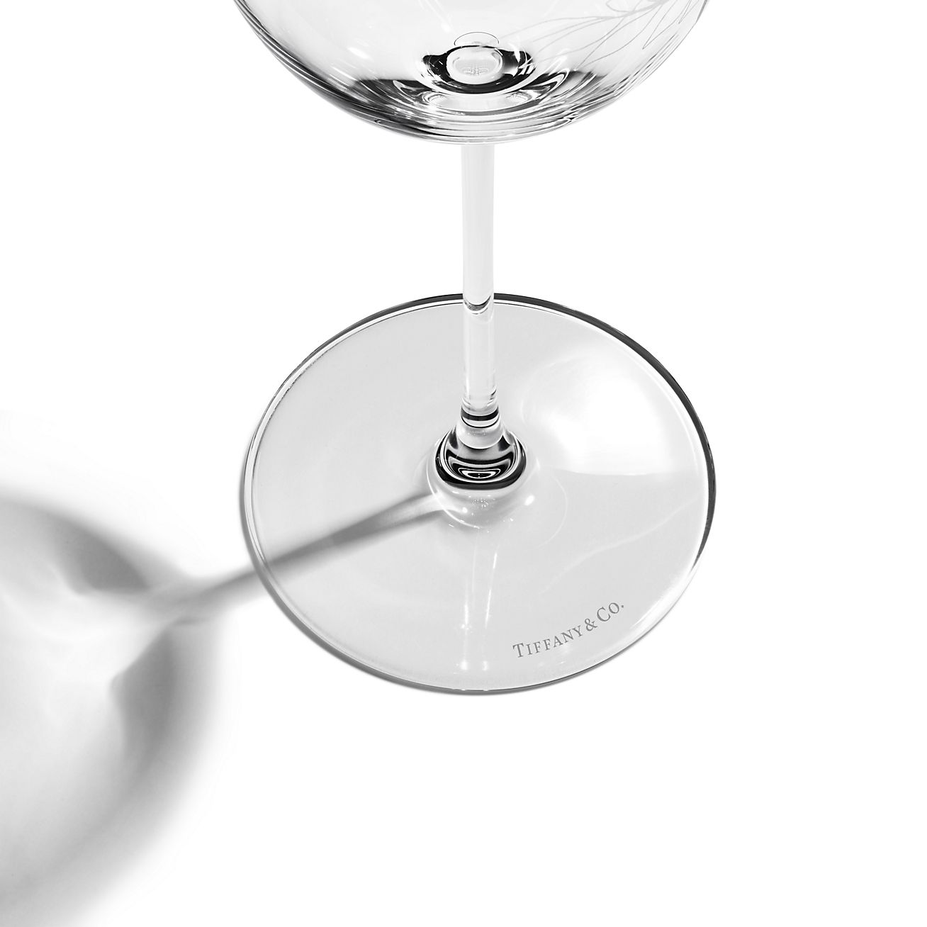 ティファニー ウィステリア ホワイト ワイングラス 彫りガラス