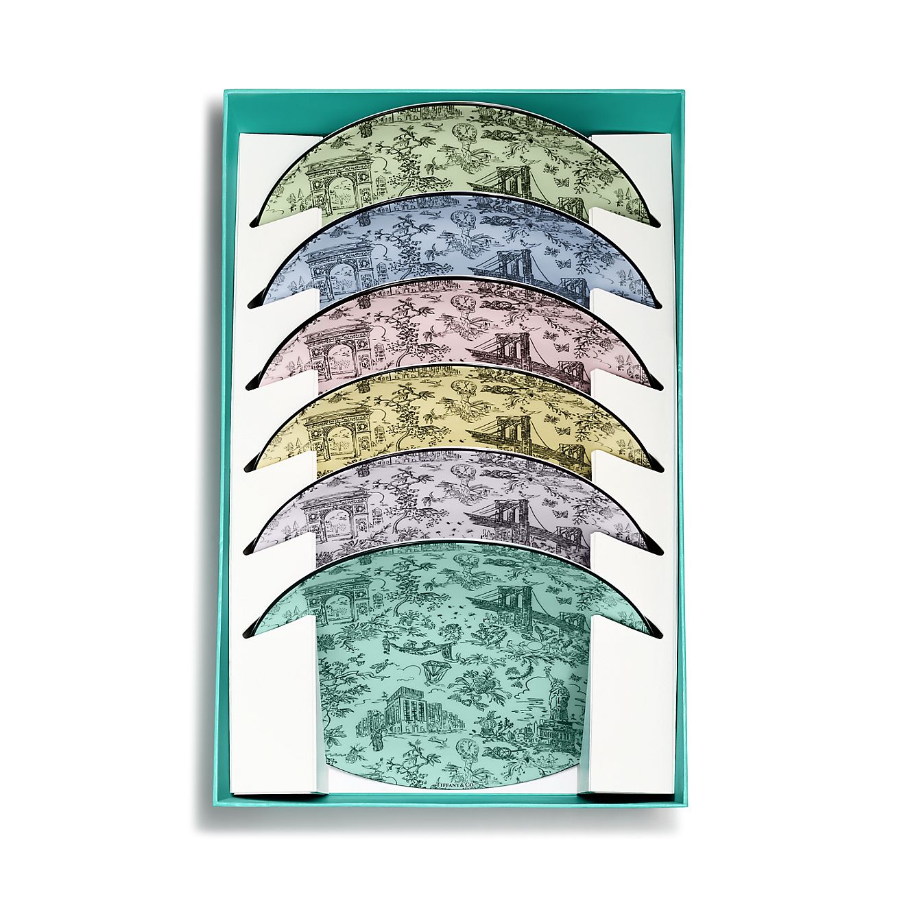 ティファニー トワレ デザート プレート ボーンチャイナ、6枚セット