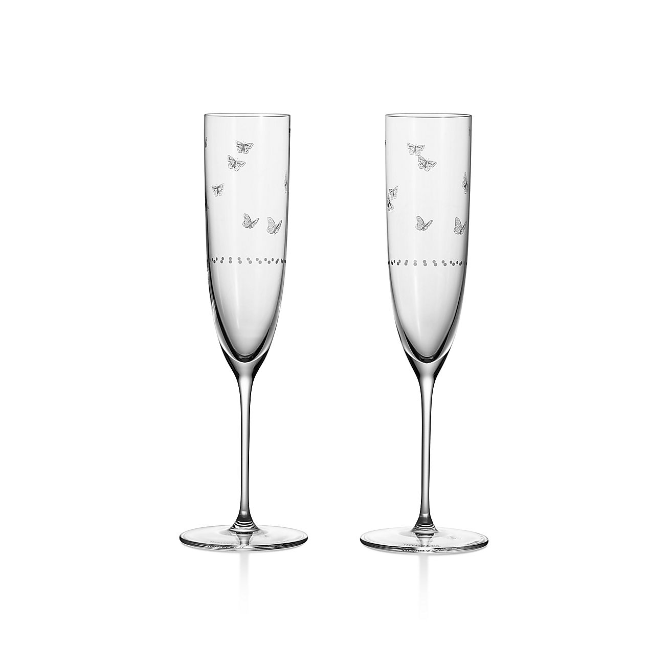 ティファニー ジャルダン シャンパングラス 彫りガラス、2個セット 
