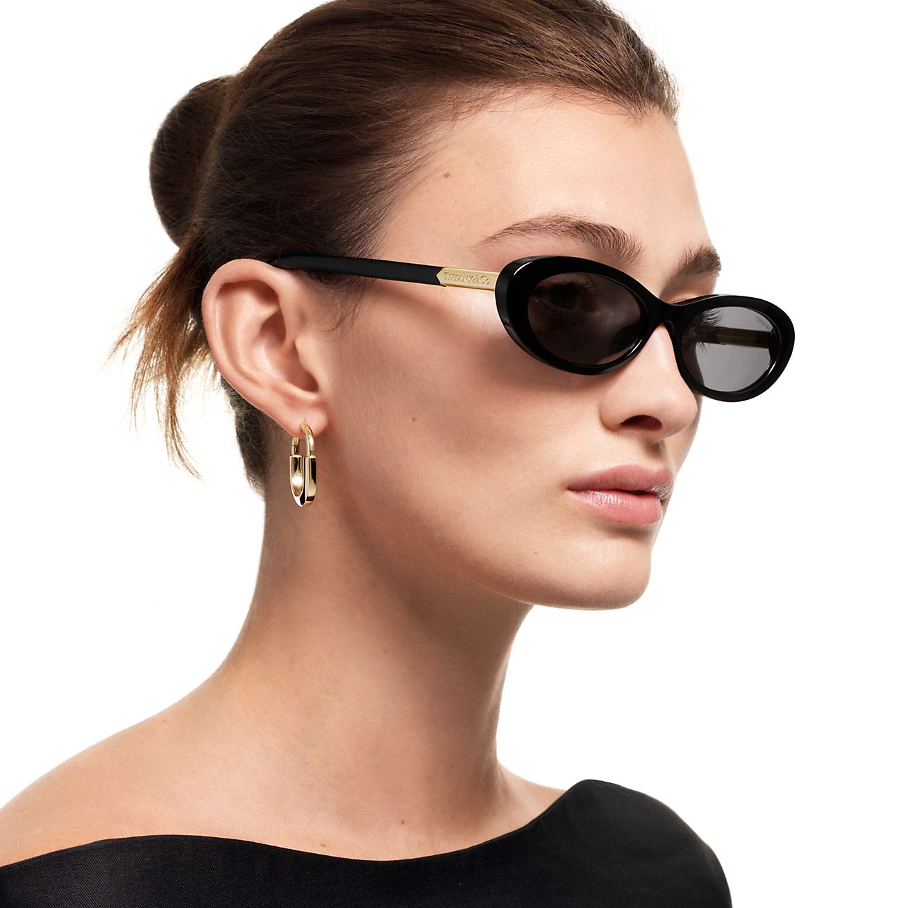 ティファニー サングラス ブラック アセテート ダーク グレー レンズ