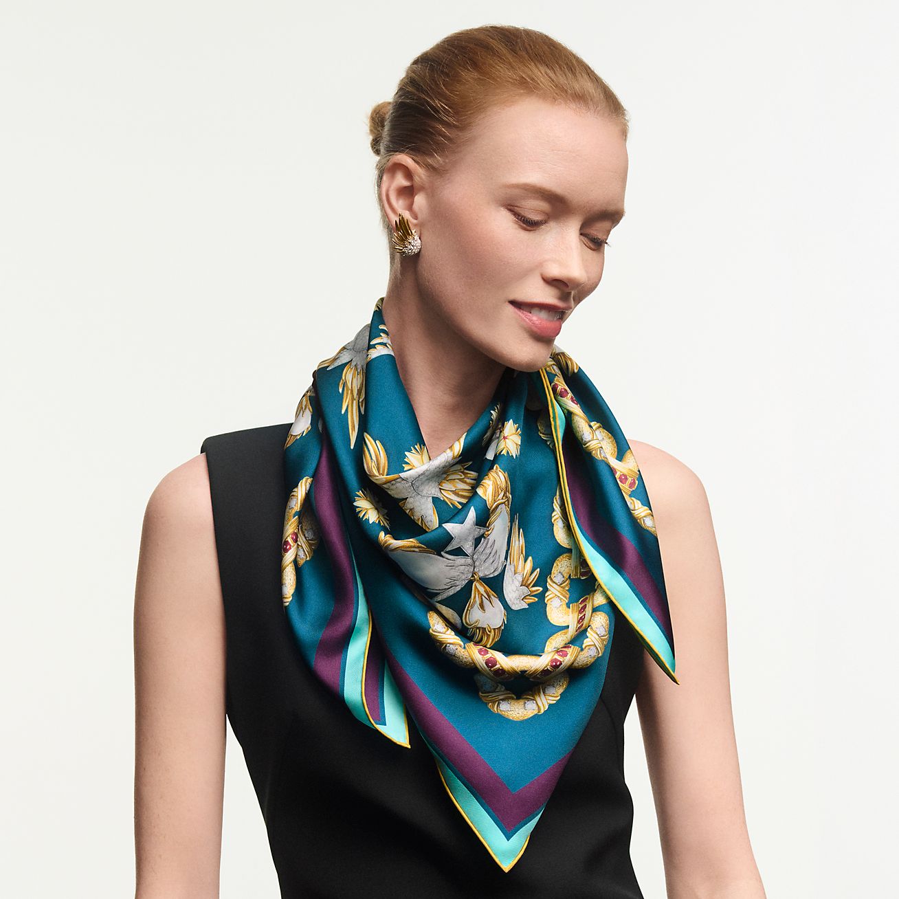ティファニー スカーフ ウィング スカーフ ティール シルク | Tiffany