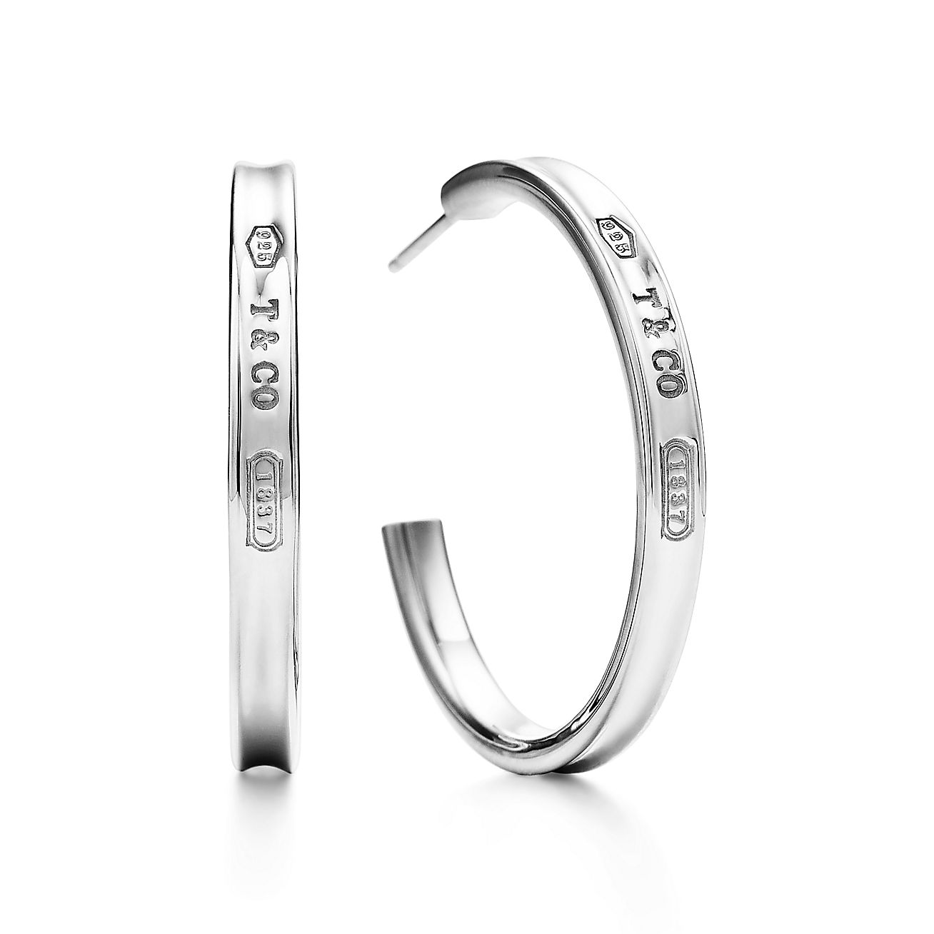 ティファニー 1837™ フープ ピアス（ミディアム）シルバー | Tiffany & Co
