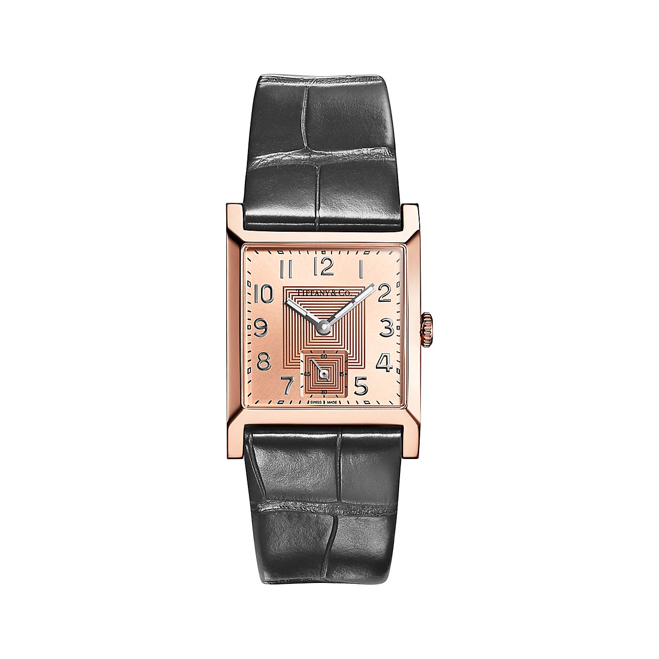 ティファニー 17 メイカーズ 27mm スクエア ウォッチ 18k ローズゴールド アリゲーターストラップ Tiffany Co
