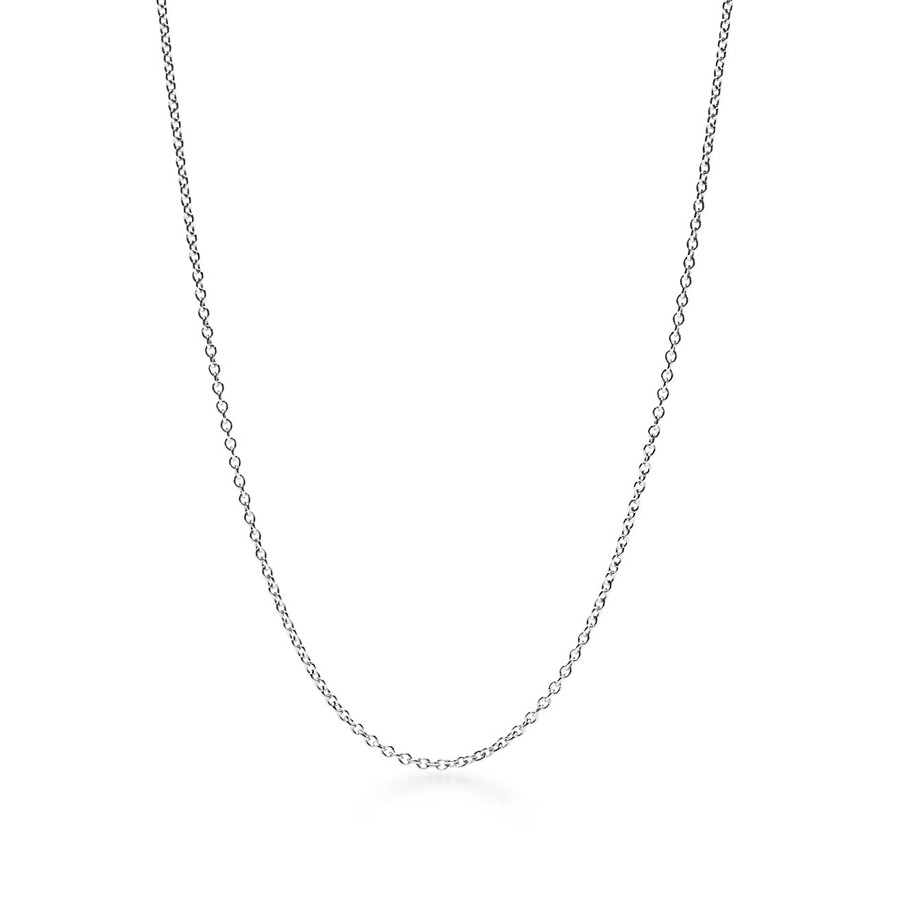 18k white gold chain 4mm tube rounded drop link 60cm 24