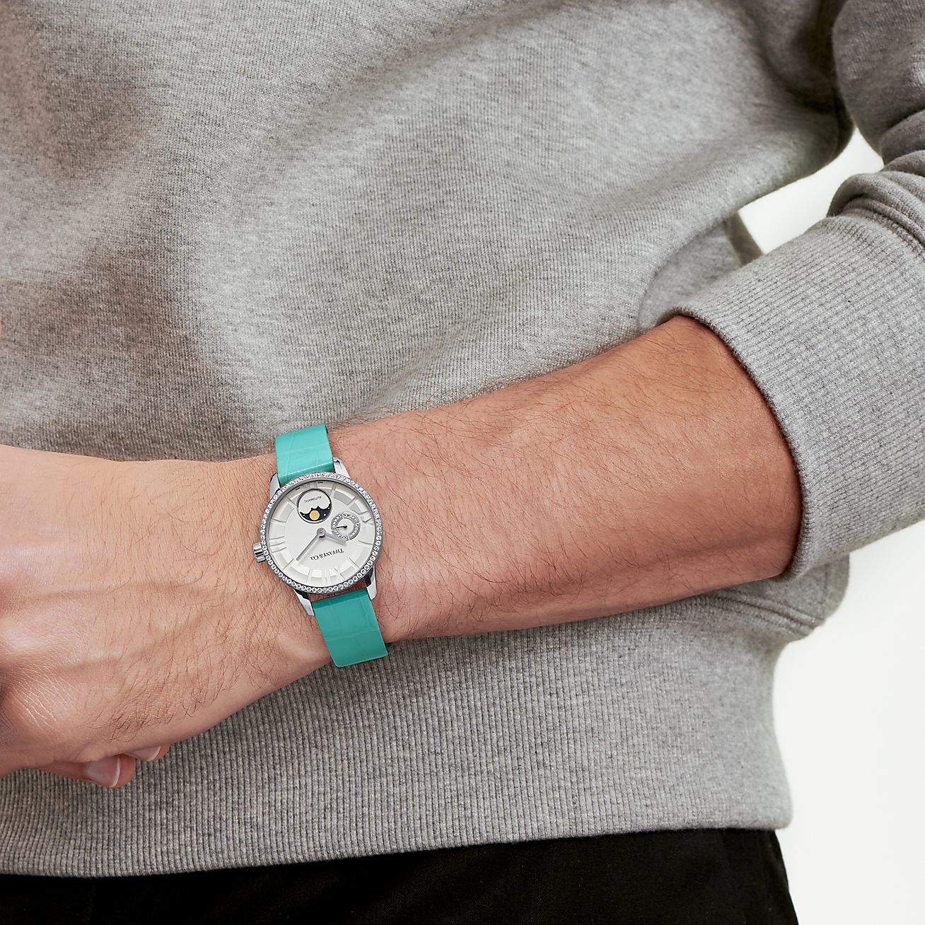ティファニーアトラス34MM ムーンフェイズ メカニカルウォッチ 