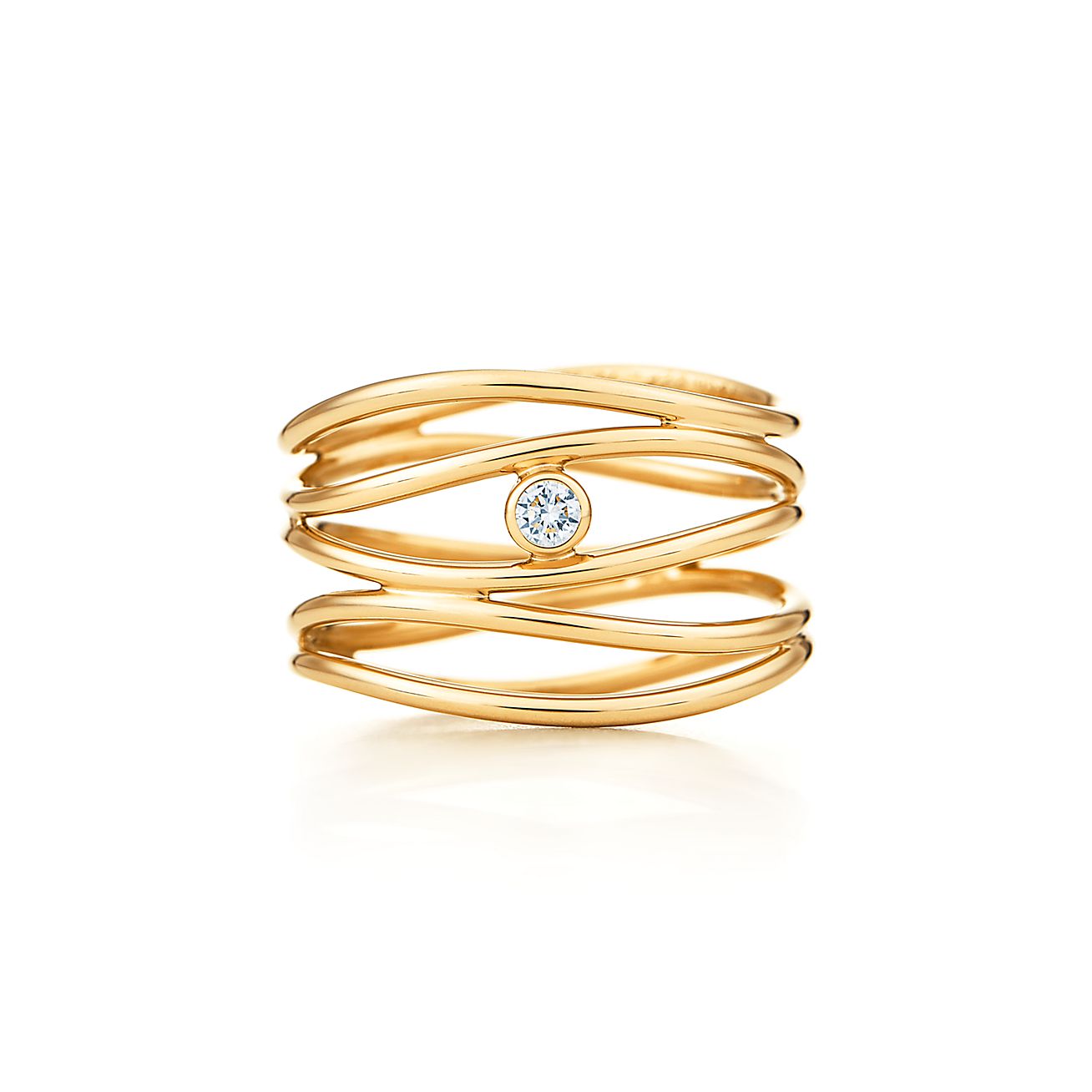 エルサ・ペレッティ ウェーブ 5ロウ リング ダイヤモンド 18Kゴールド | Tiffany & Co.