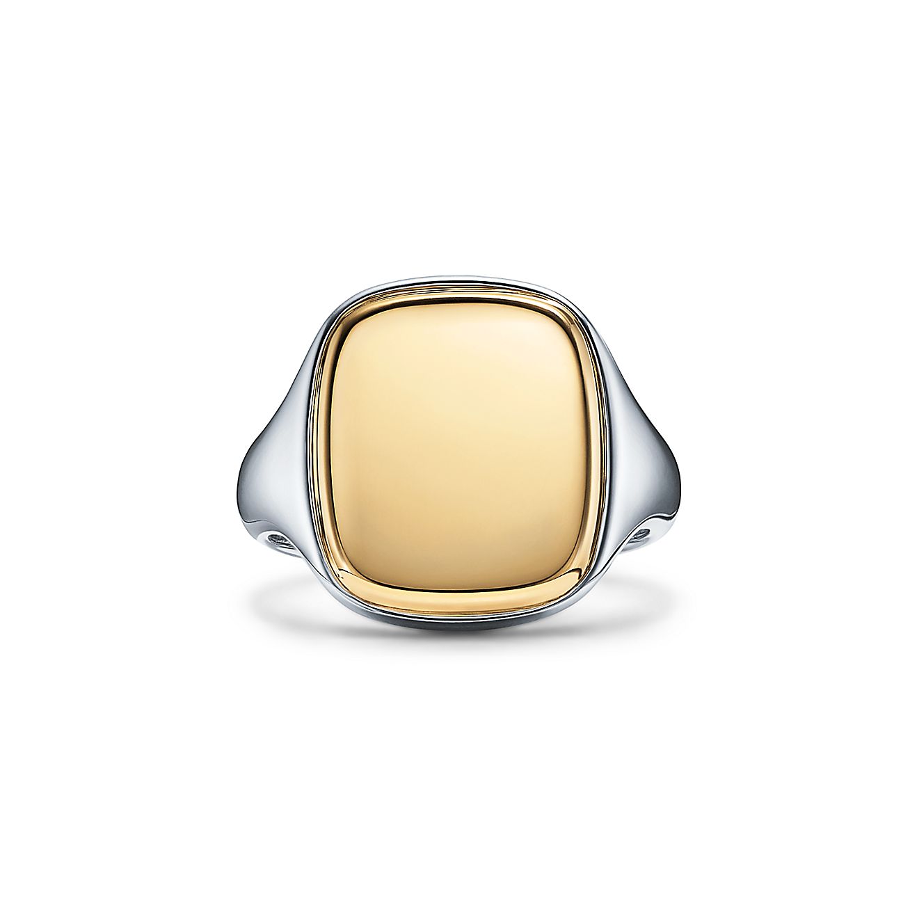 Anello Con Sigillo Quadrato In Oro E Argento Altezza 18 Mm Tiffany Co