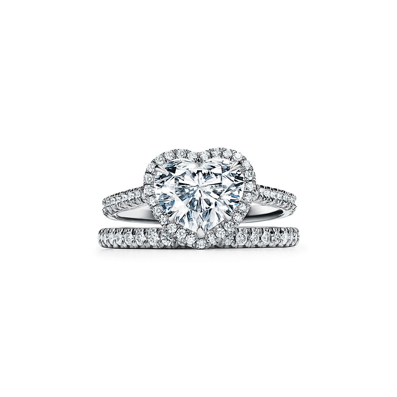 Anello di fidanzamento Halo Tiffany Soleste Taglio a Cuore con