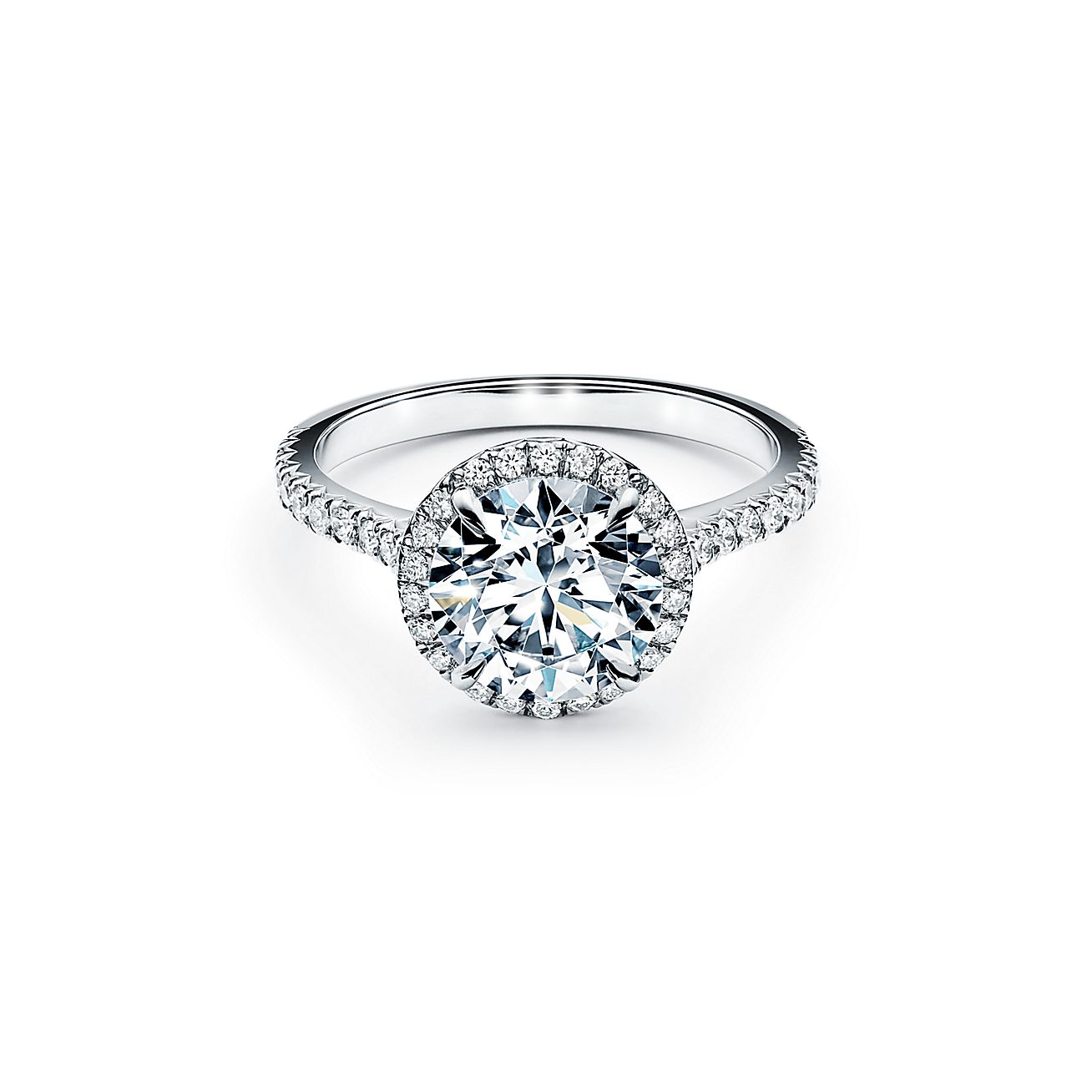 Anillo de compromiso Tiffany redondo brillante en platino. | Tiffany &