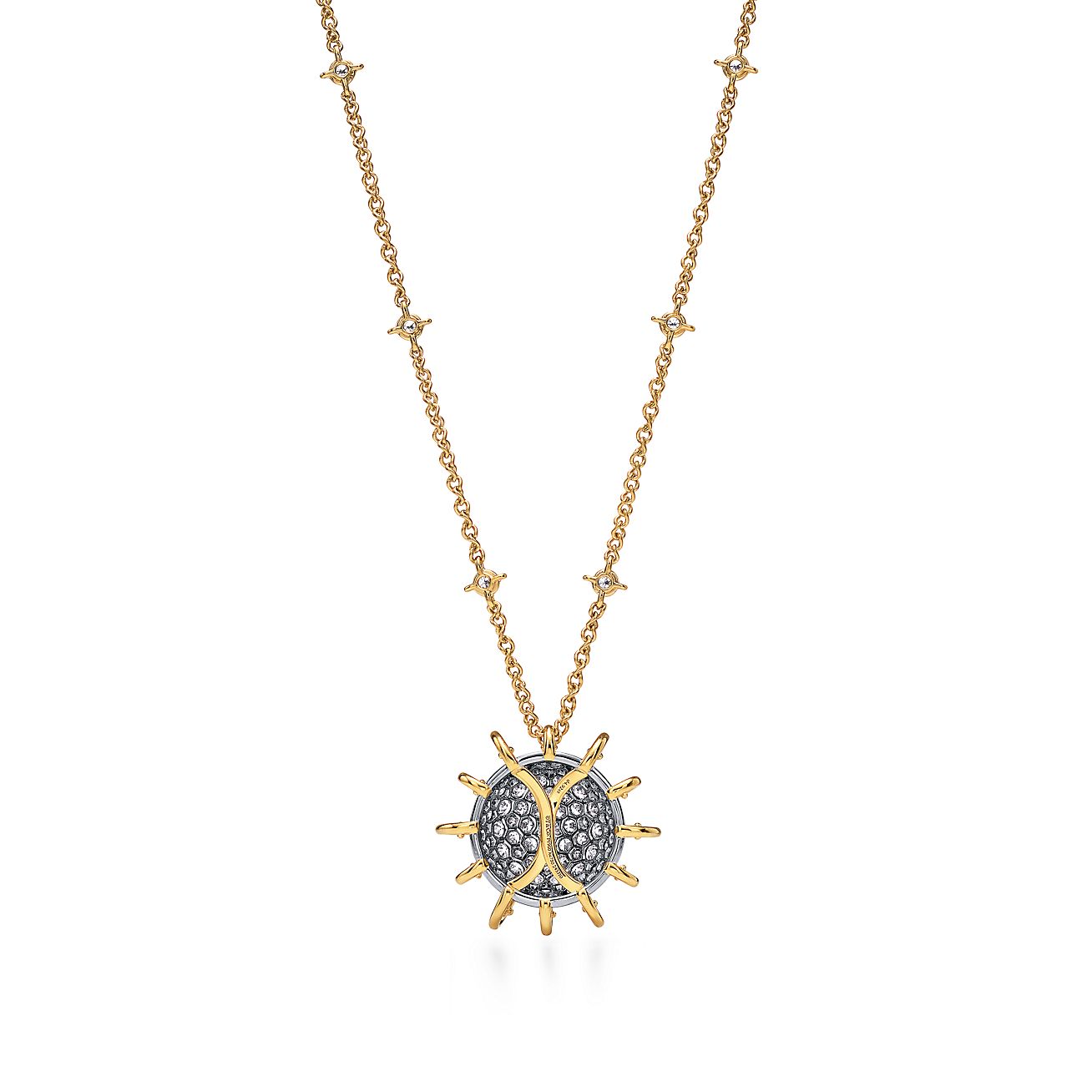 Apollo by Tiffany Pendant in Gold and Platinum with Diamonds - Alternate shot 1 - Alternate shot 2