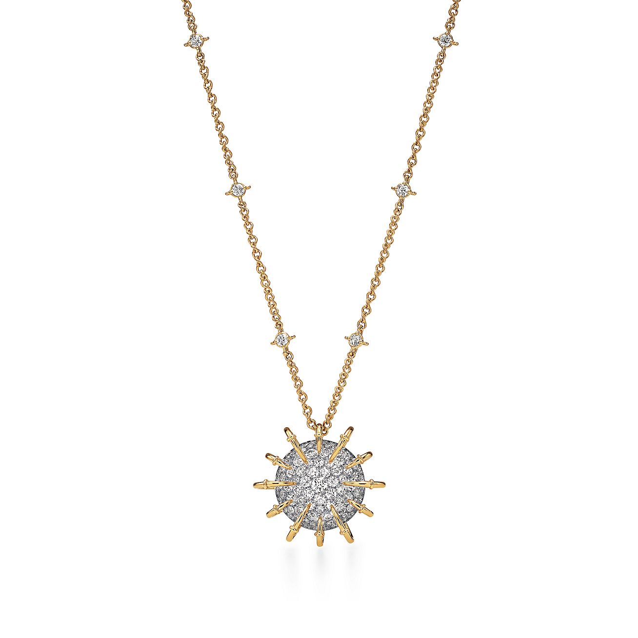 ラブオルゴンペンダント Apollo by Tiffany Pendant in Gold and Platinum with Diamonds