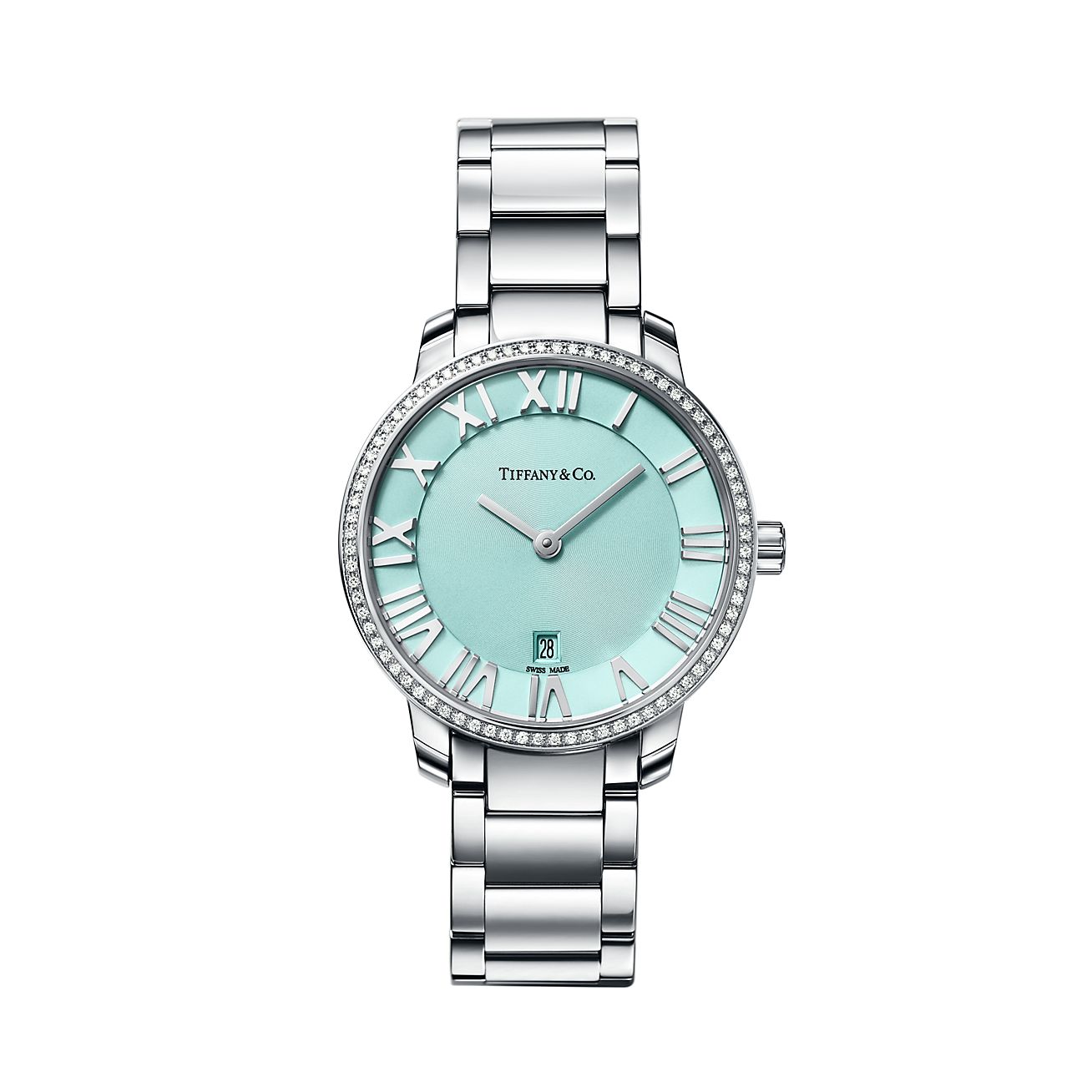 Atlas® 2-Hand 31 mm women's watch in stainless steel with diamonds. |  Tiffany & Co.
