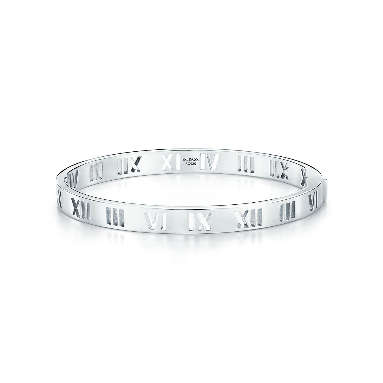 Atlas Narrow Pierced Hinged Bangle In Sterling Silver Medium Atlas Pierced Hinged Bangle