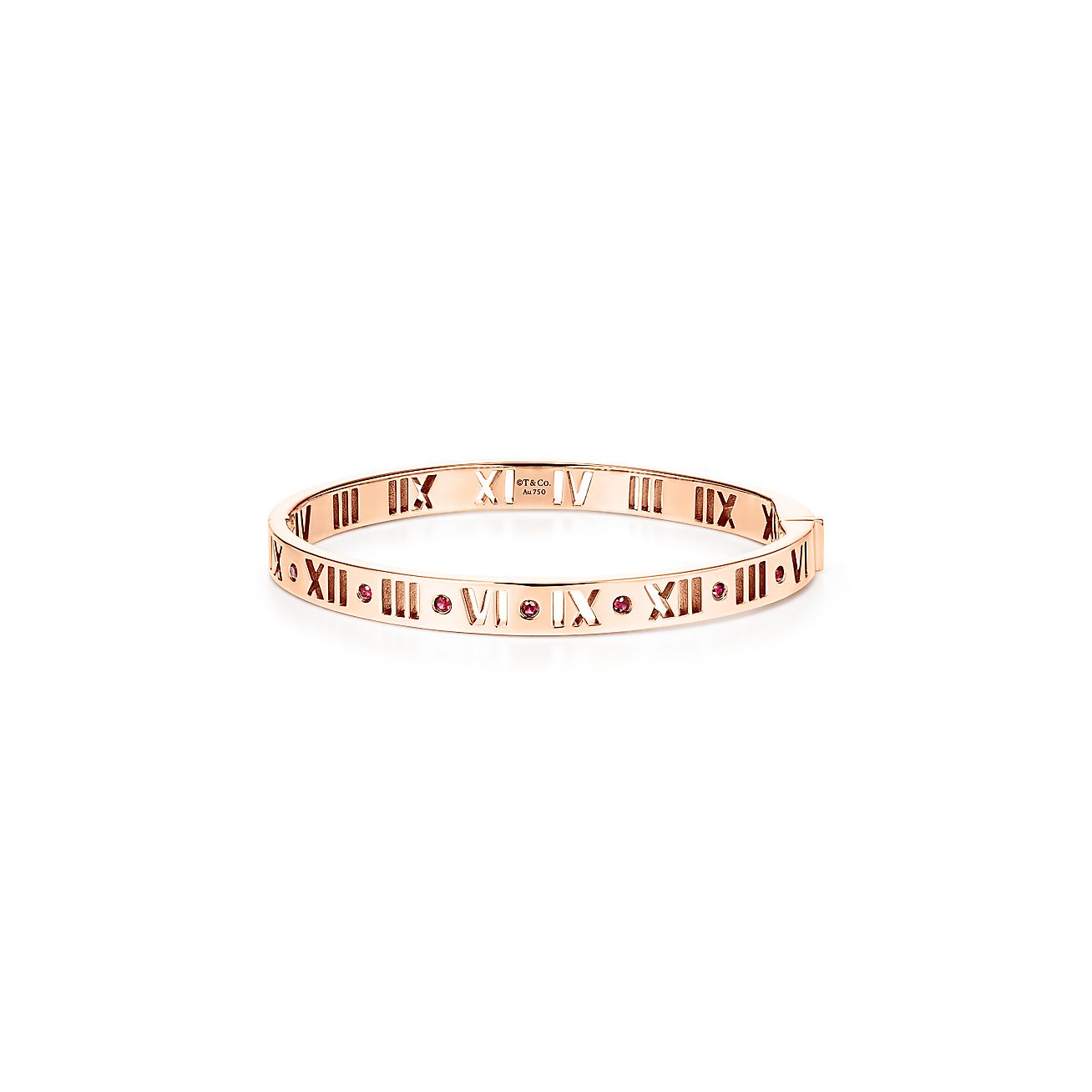 pierced hinged bangle in 18k rose gold 