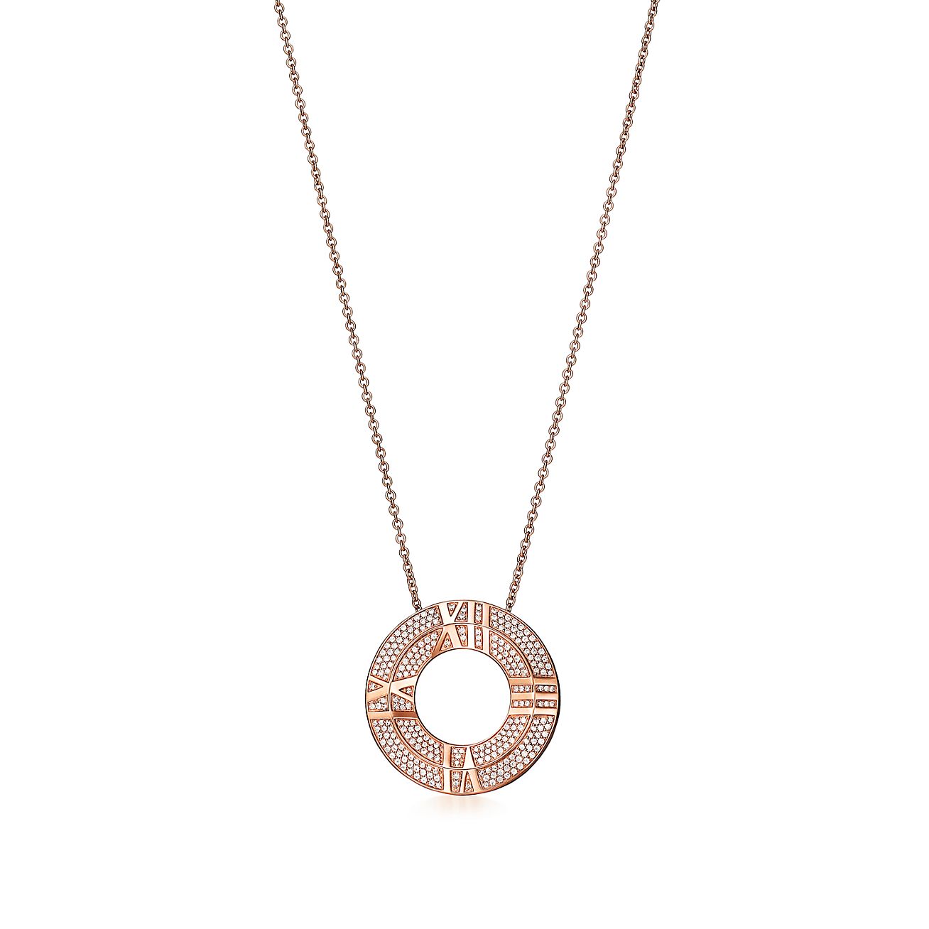 Versterker Explosieven zeven Atlas® X Closed Circle Pendant in Rose Gold with Pavé Diamonds | Tiffany &  Co.