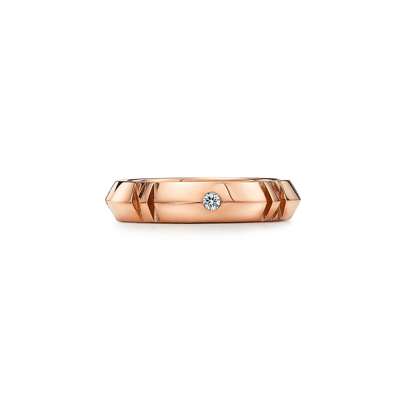 Atlas® X Closed Narrow Ring in Rose Gold with Diamonds, 4.5 mm Wide |  Tiffany & Co.