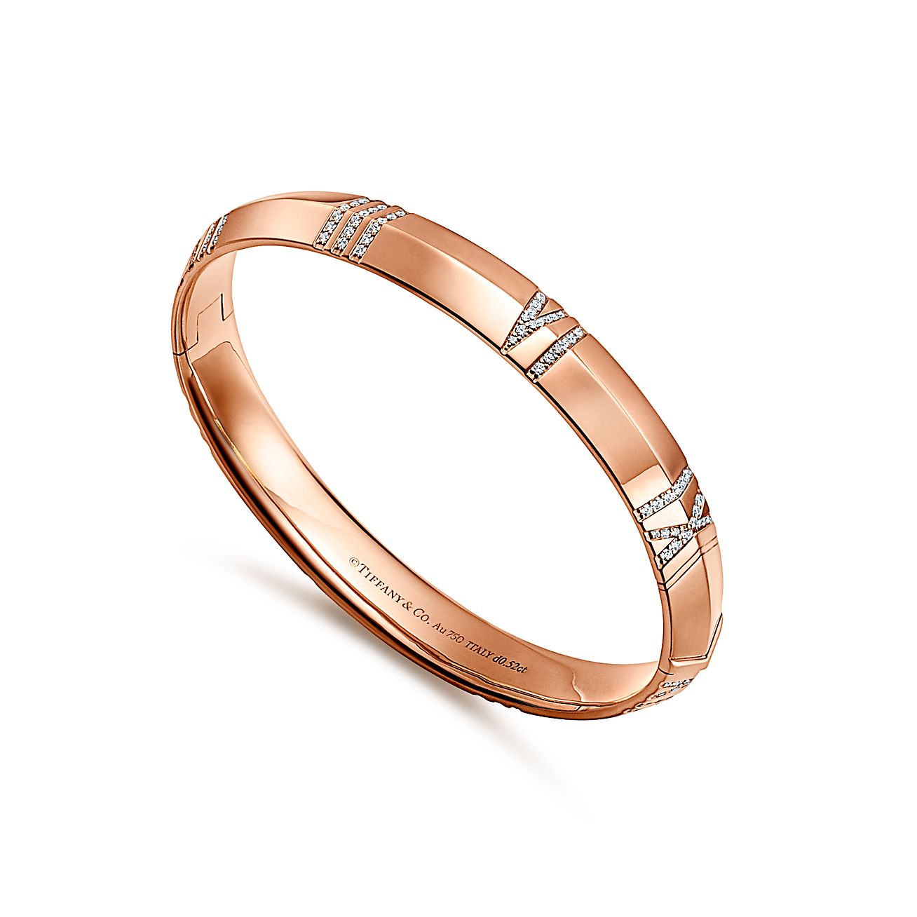 Atlas™ X Closed Wide Hinged Bangle in Rose Gold with Diamonds 