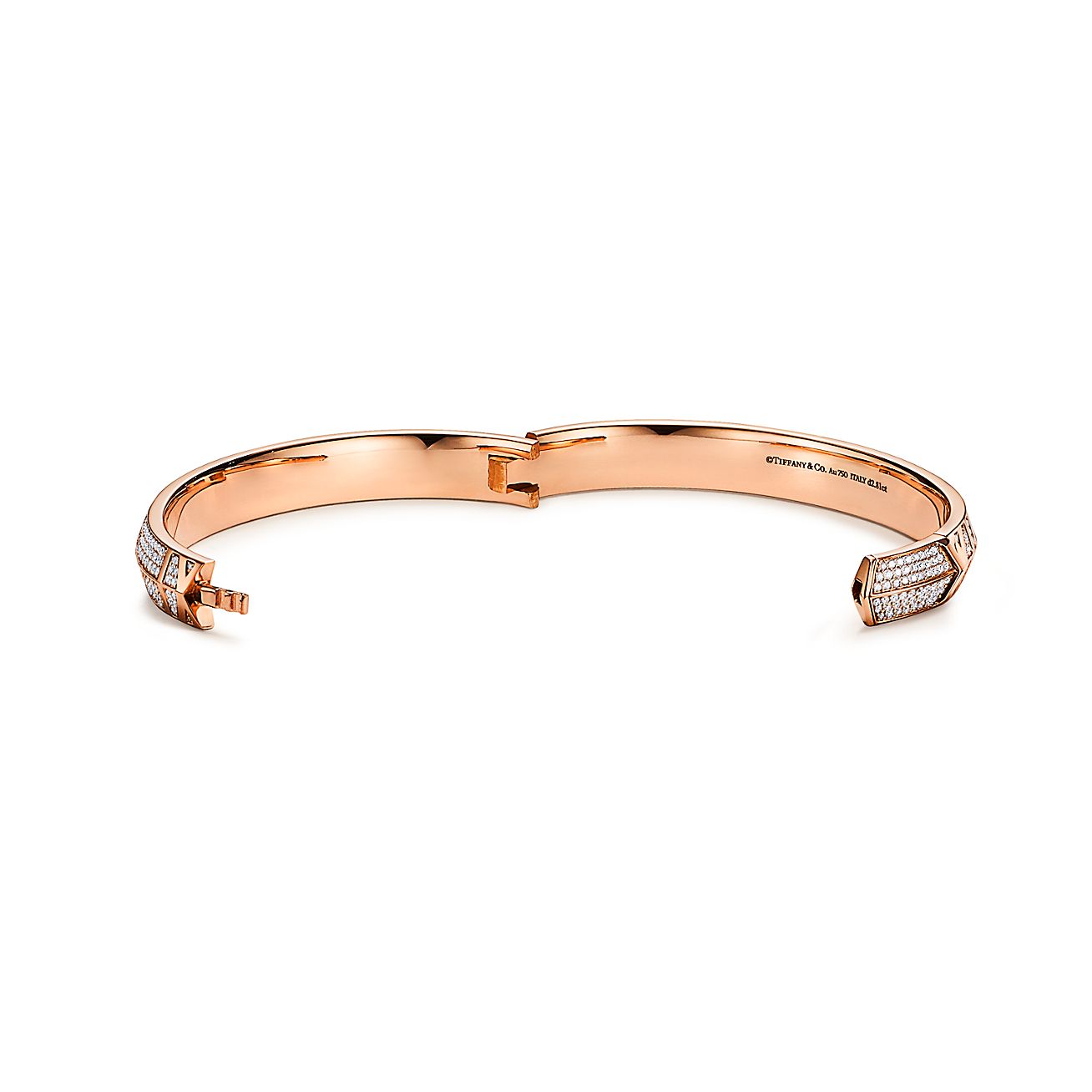 Atlas® X Closed Wide Hinged Bangle in Rose Gold with Pavé Diamonds 