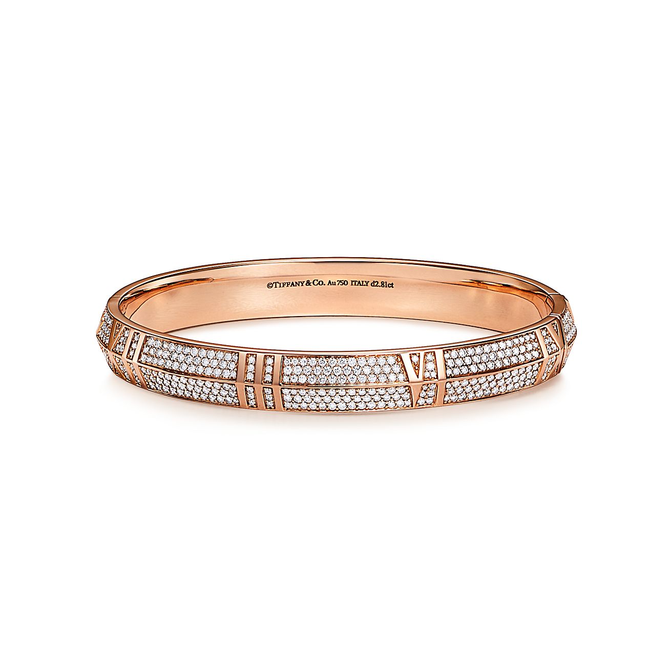 Atlas® X Closed Wide Hinged Bangle in Rose Gold with Pavé Diamonds |  Tiffany & Co.