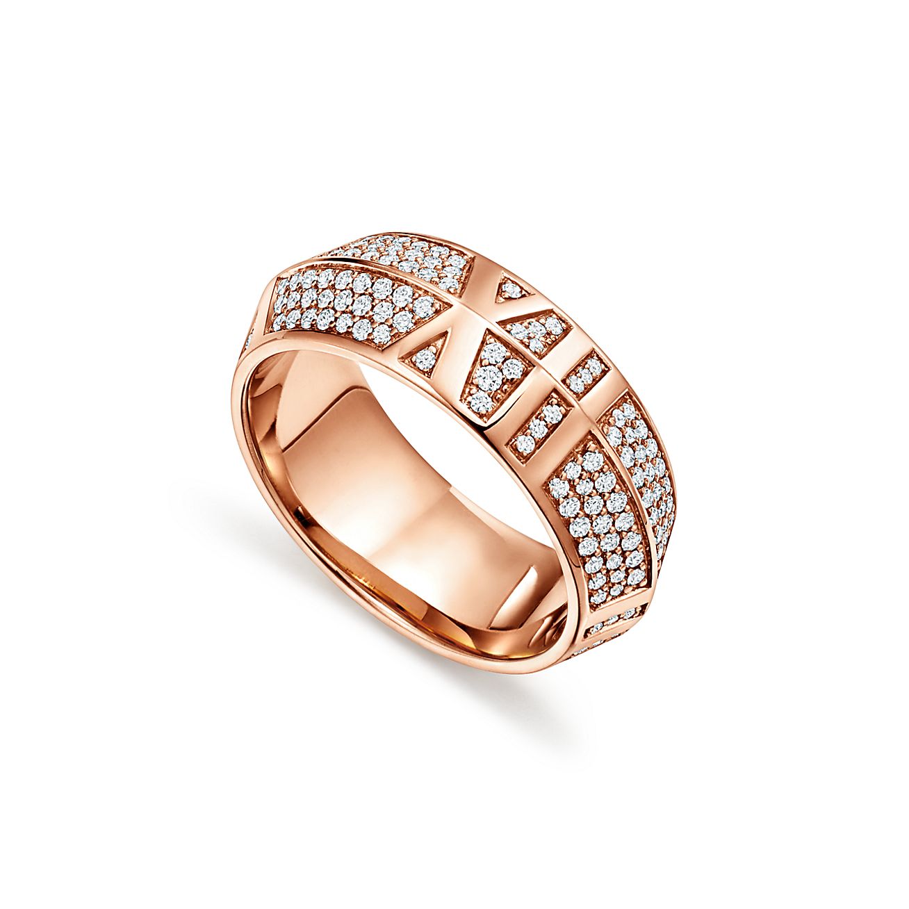 Atlas™ X Closed Wide Ring in Rose Gold with Pavé Diamonds, 7.5 mm 