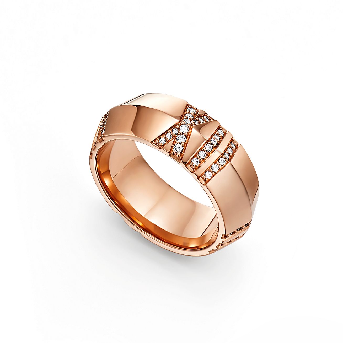 Atlas® X Closed Wide Ring in Rose Gold with Diamonds, 7.5 mm