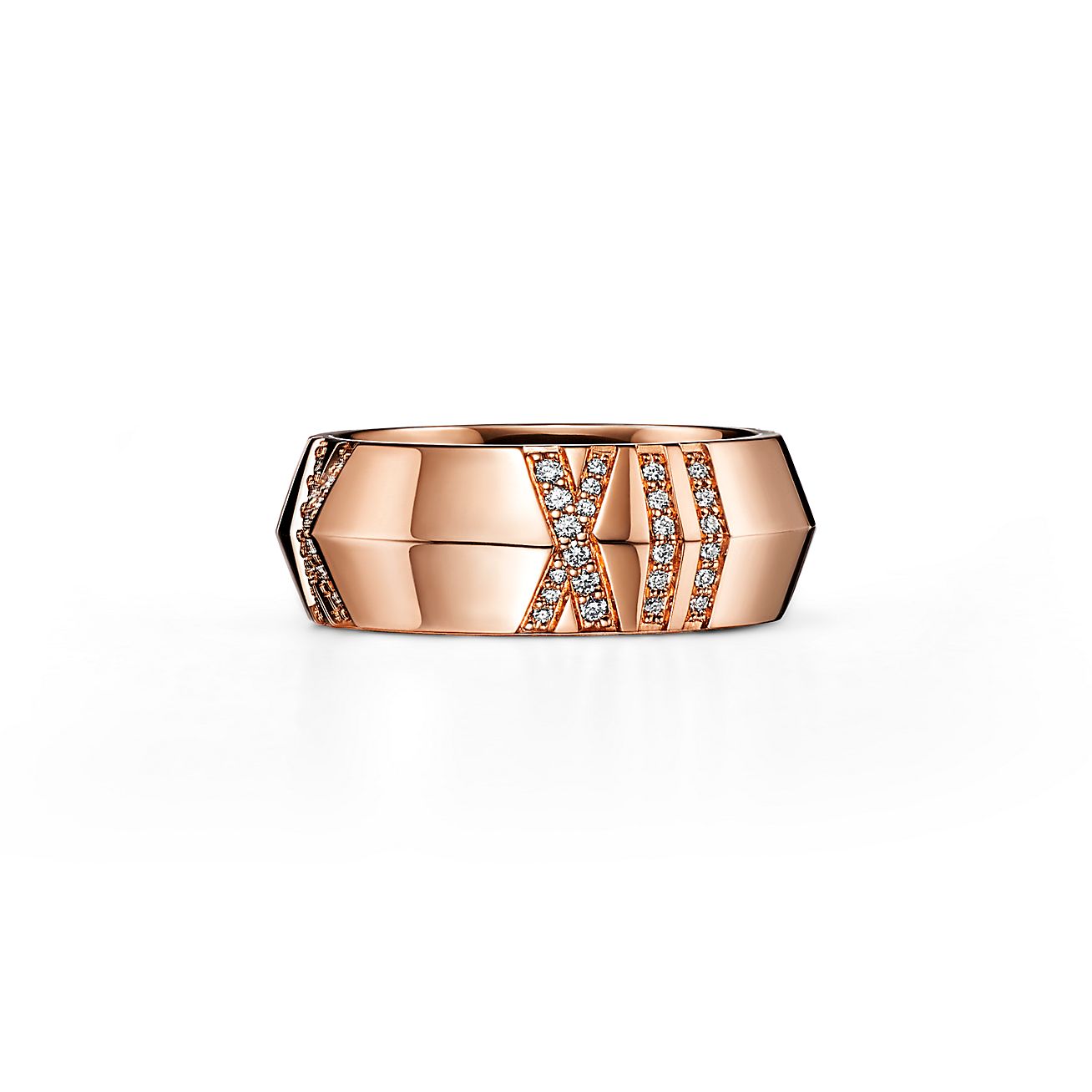 Atlas® X Closed Wide Ring in Rose Gold with Diamonds, 7.5 mm Wide | Tiffany  & Co.