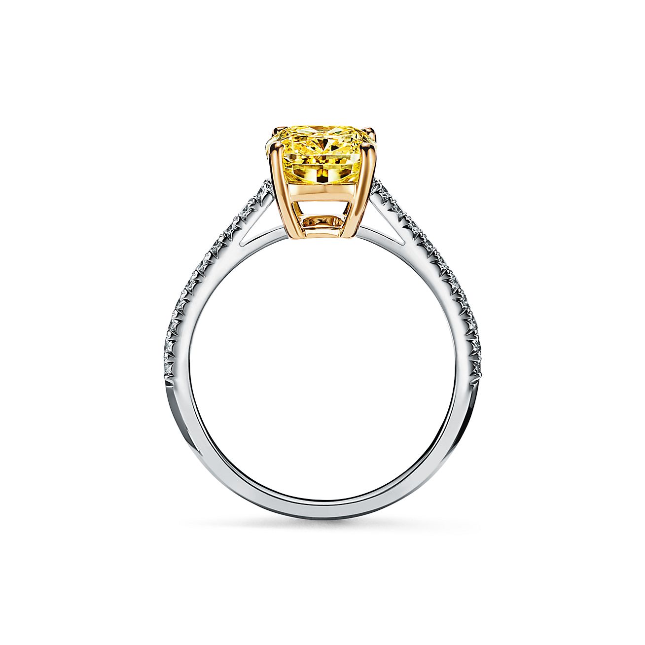 Bague de fian ailles Tiffany Novo orn e d un diamant jaune avec