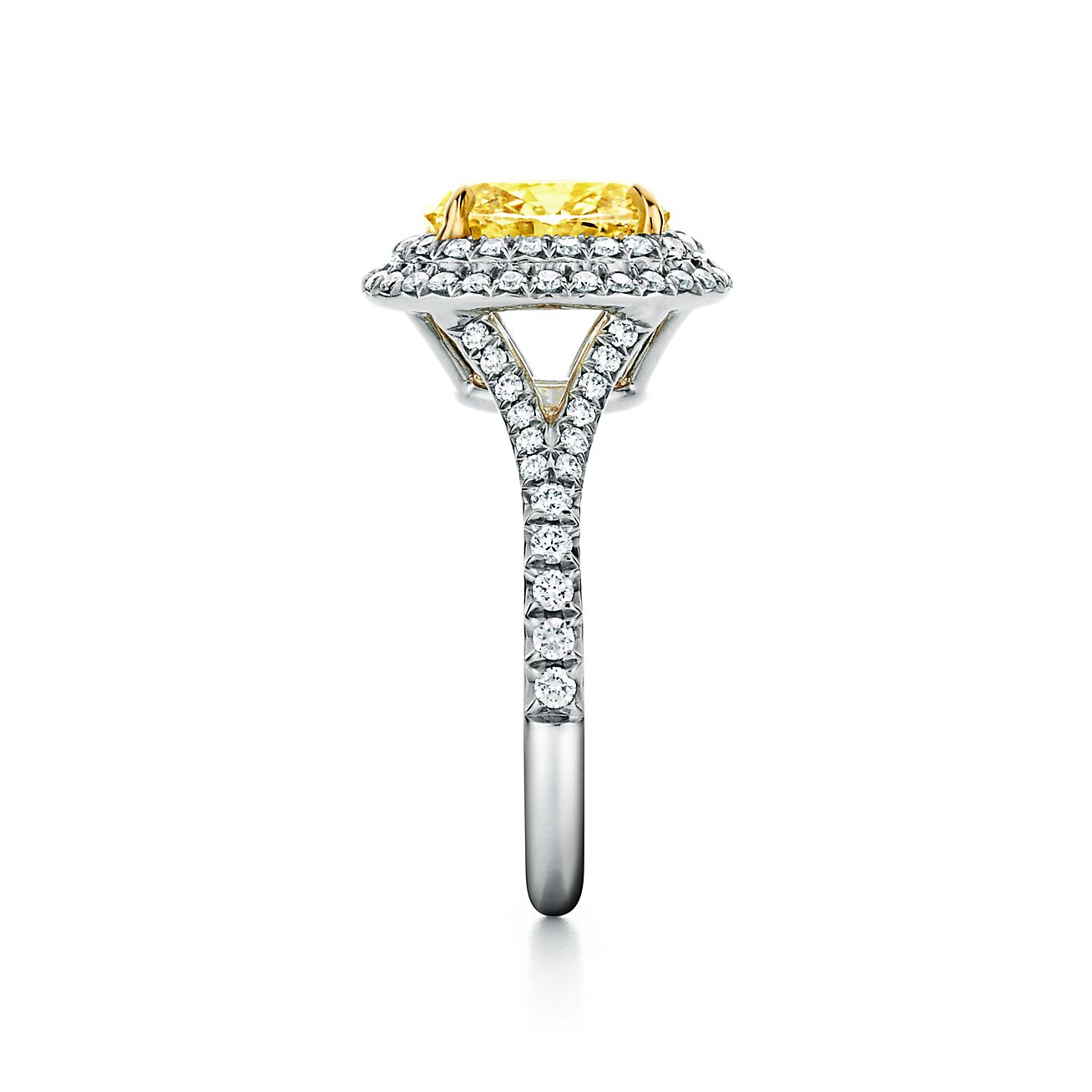 Bague de fian ailles Tiffany Soleste en platine diamant jaune