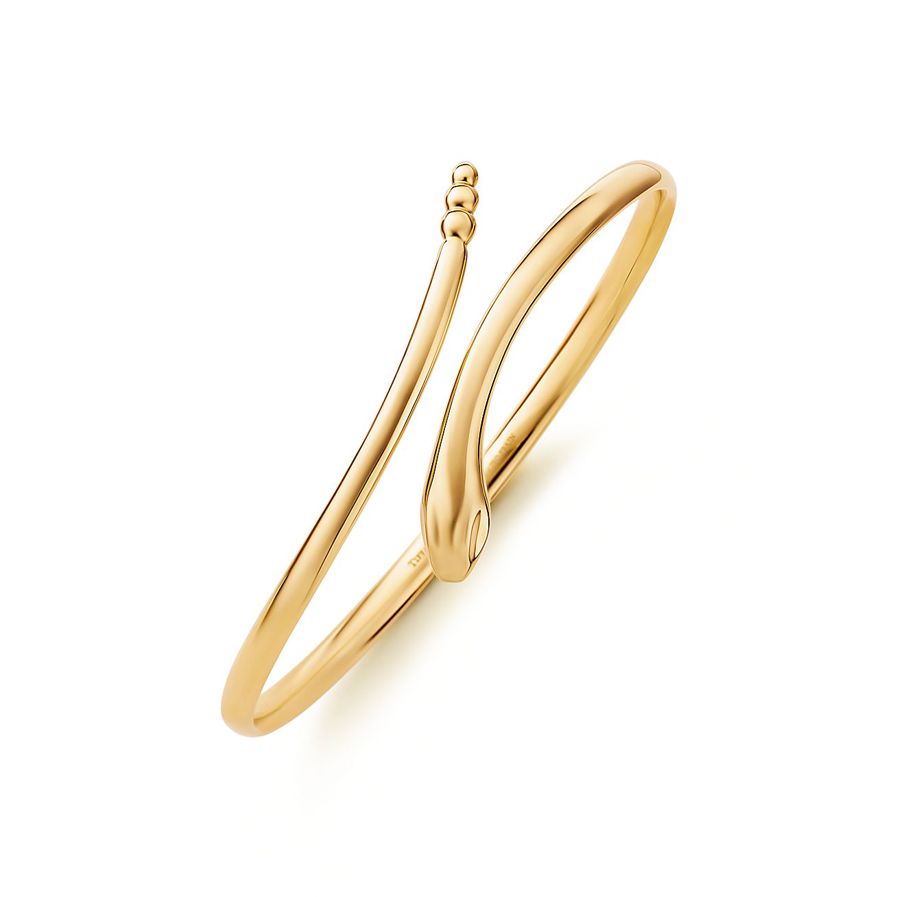 Bracelet Jonc Serpent – Plastique Jaune Avec Tête Et Queue Dorées – Style Vintage