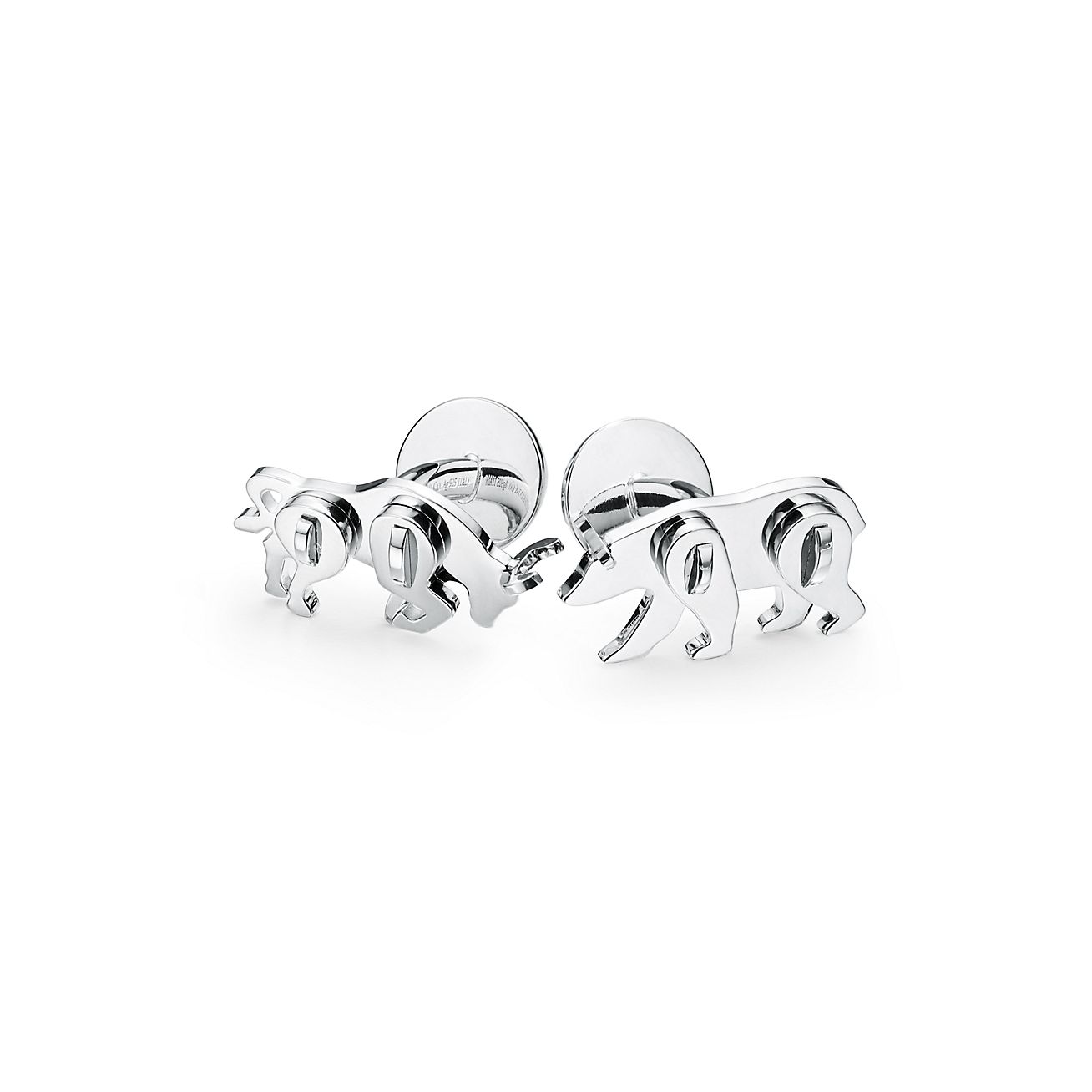 Bull and bear cufflinks in sterling 