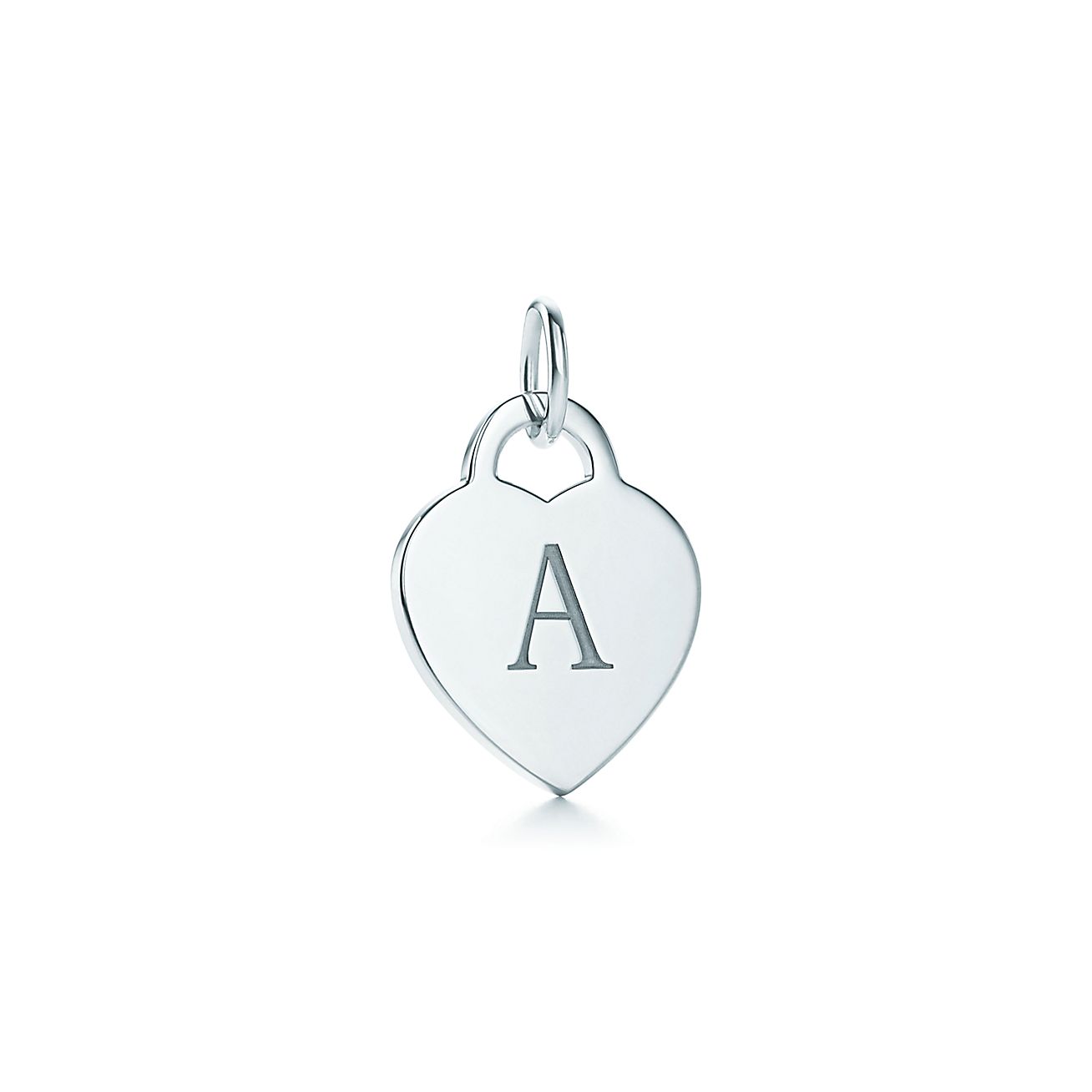 ciondolo lettera a su piastrina a cuore alphabet