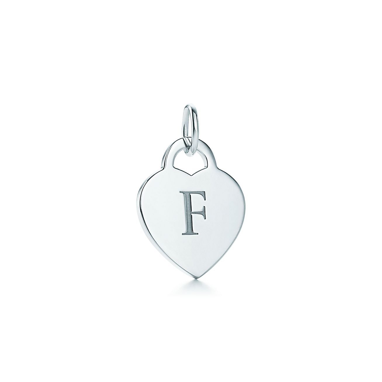 ciondolo lettera f su piastrina a cuore alphabet
