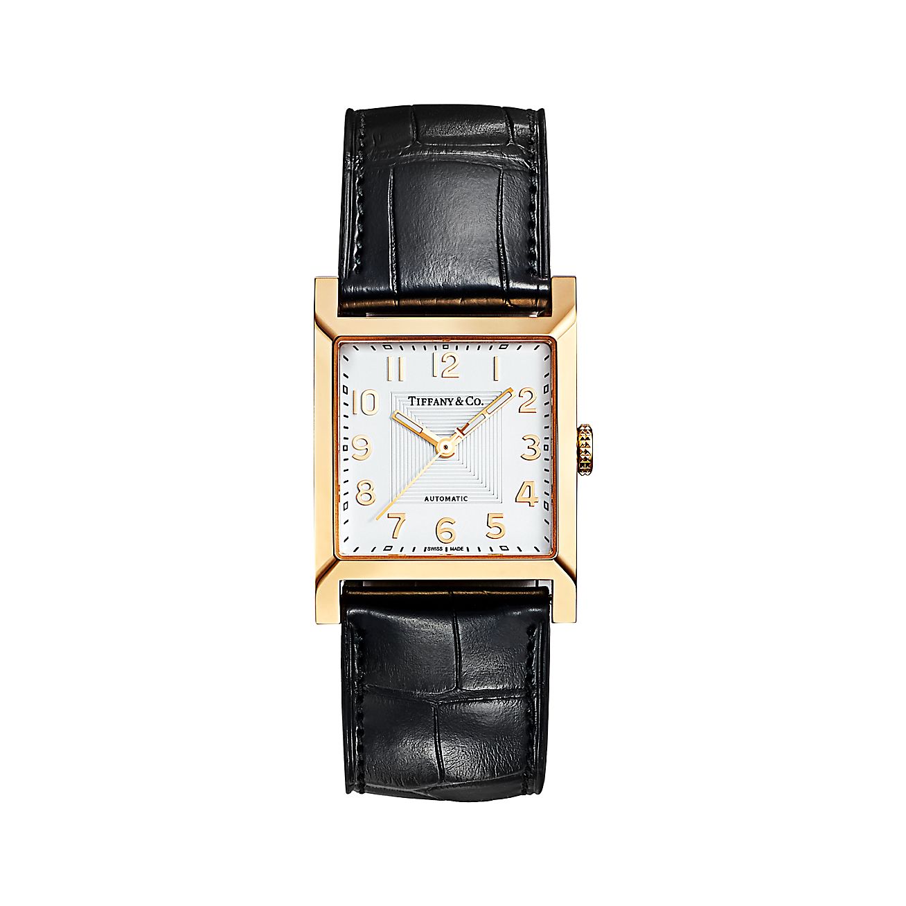 Orologio Quadrato 27 Mm Oro Cinturino In Alligatore Nero Tiffany 1837 Makers Tiffany Co