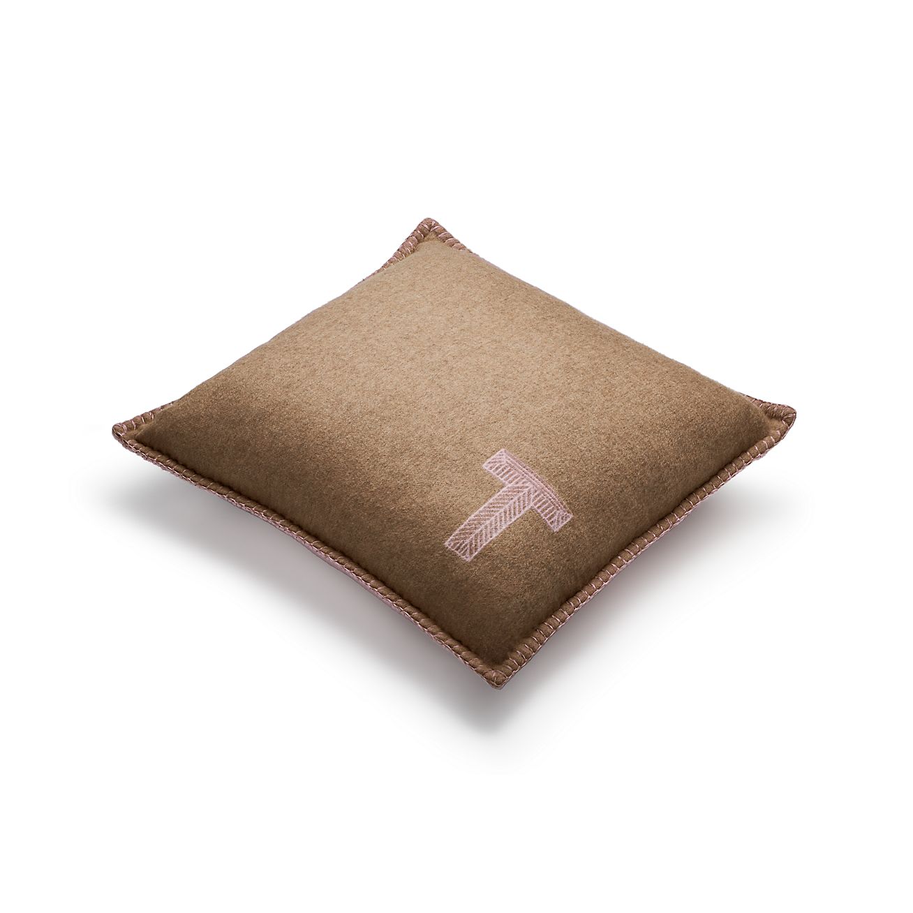 Color Block Cushion in Beige and Morganite Pink Cashmere and