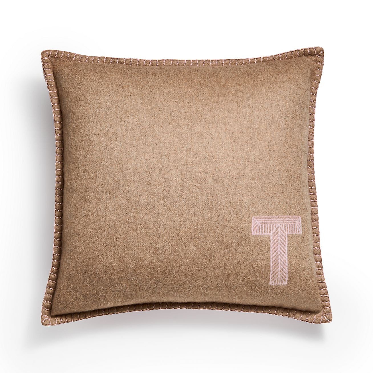Color Block Cushion in Emerald Green and Morganite Pink Cashmere and Wool