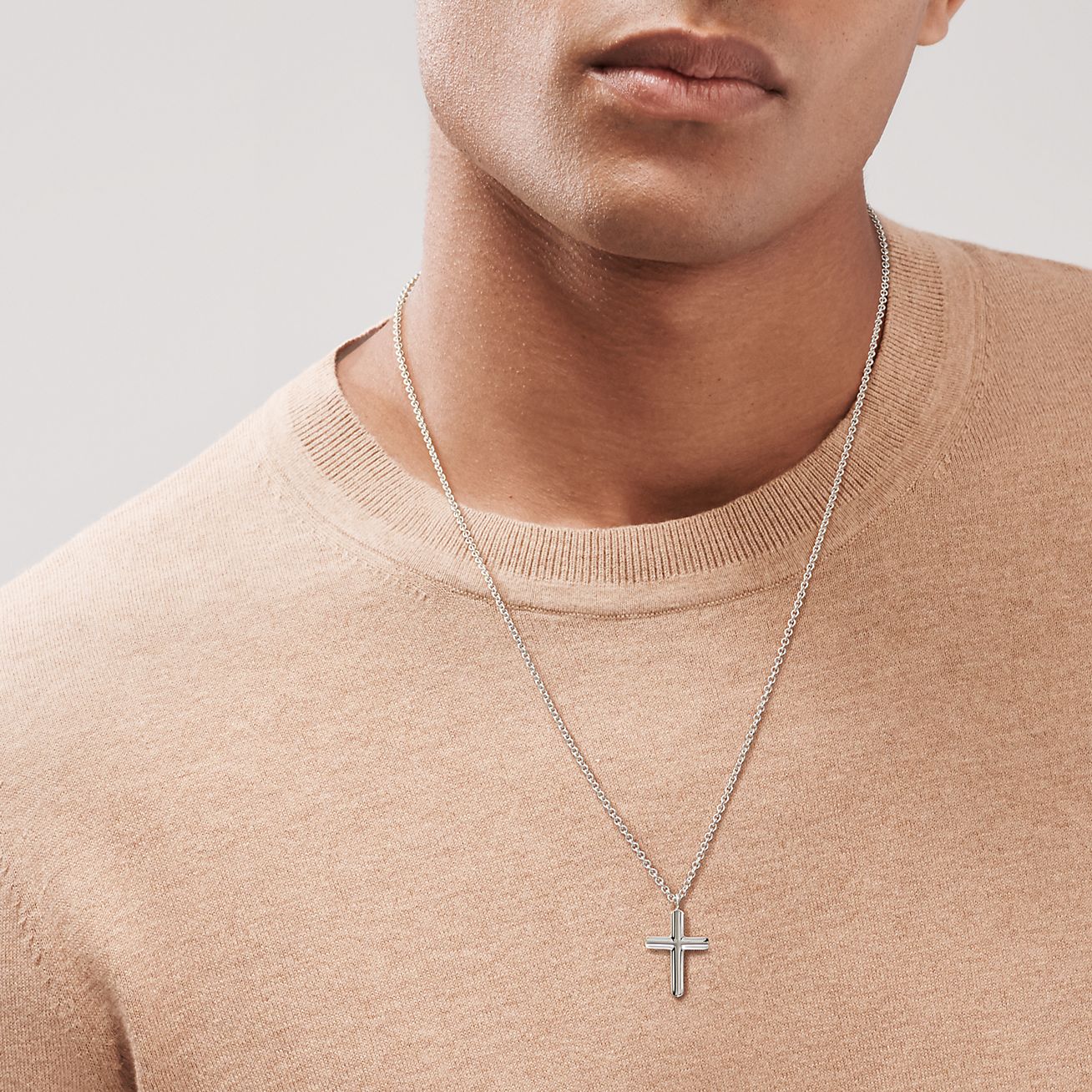 Concave cross pendant in sterling 