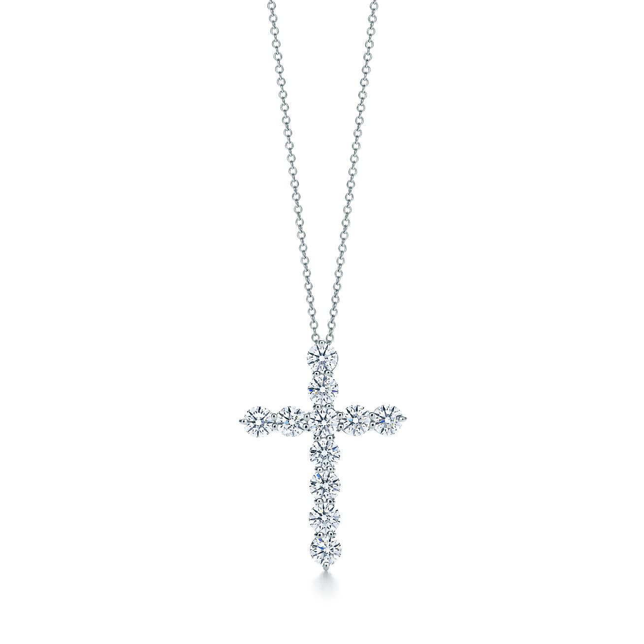 Cross pendant in platinum with diamonds 